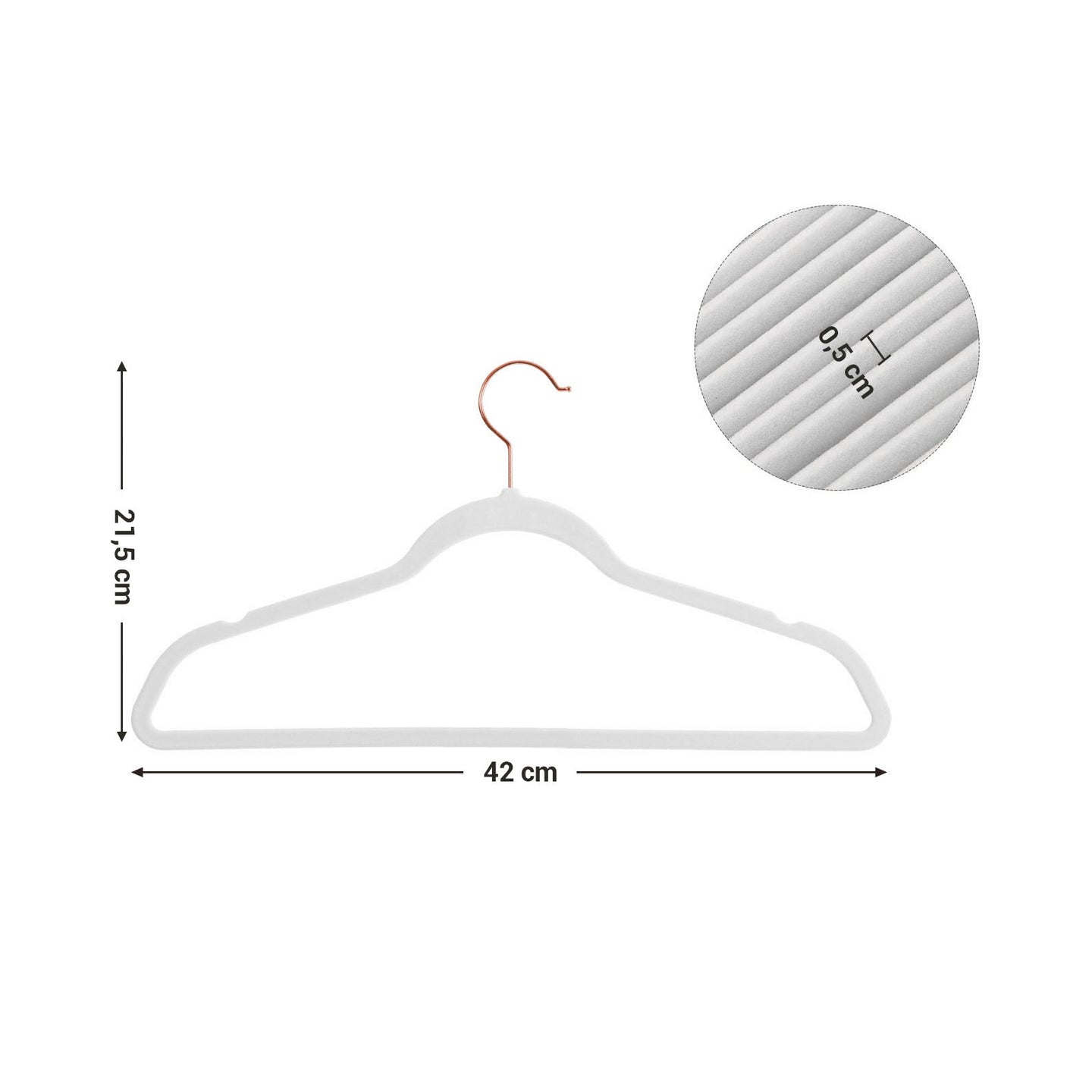 Set of 20 Velvet Hangers - 360° Swivel Hooks - White - Thin and Durable