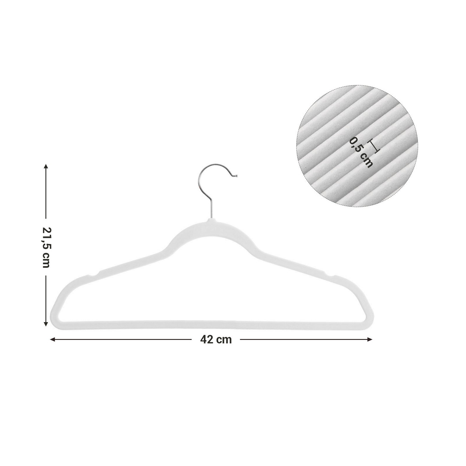 Set of 30 Velvet Hangers - 360° Swivel Hooks - White