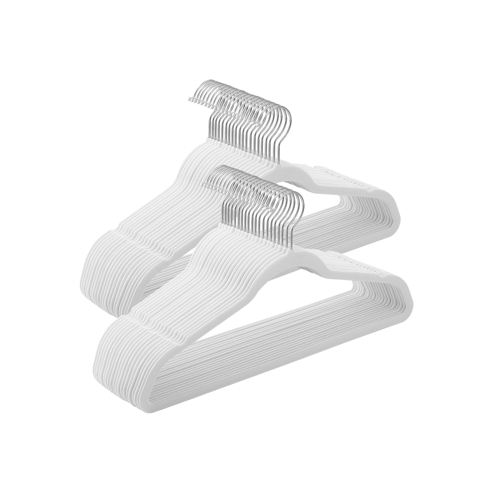 Set of 50 Velvet Non-Slip Hangers - White - Durable with 360° Swivel Hooks