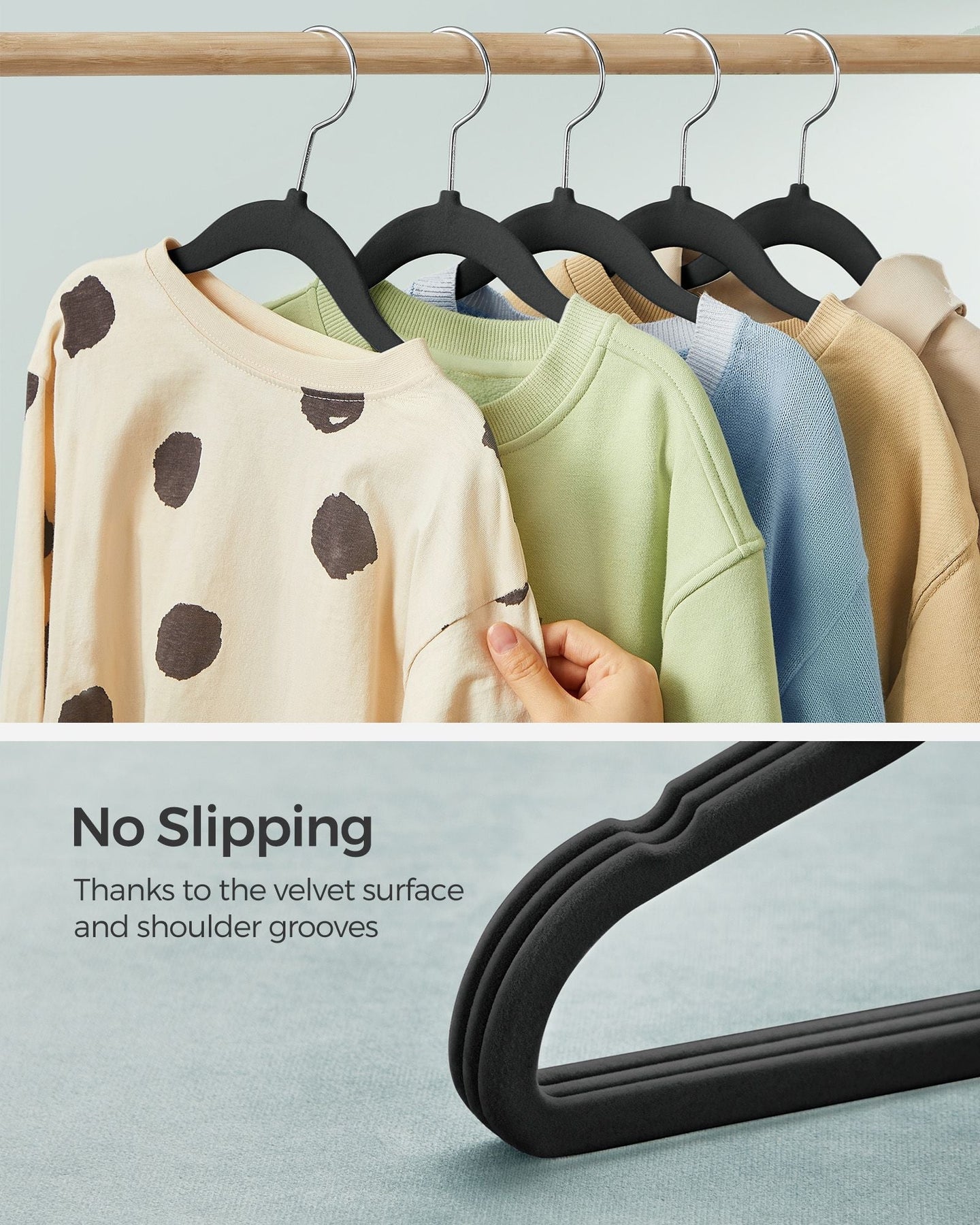 Pack of 50 Velvet Baby Hangers - Ink Black - Non-Slip Design with Silver Hooks