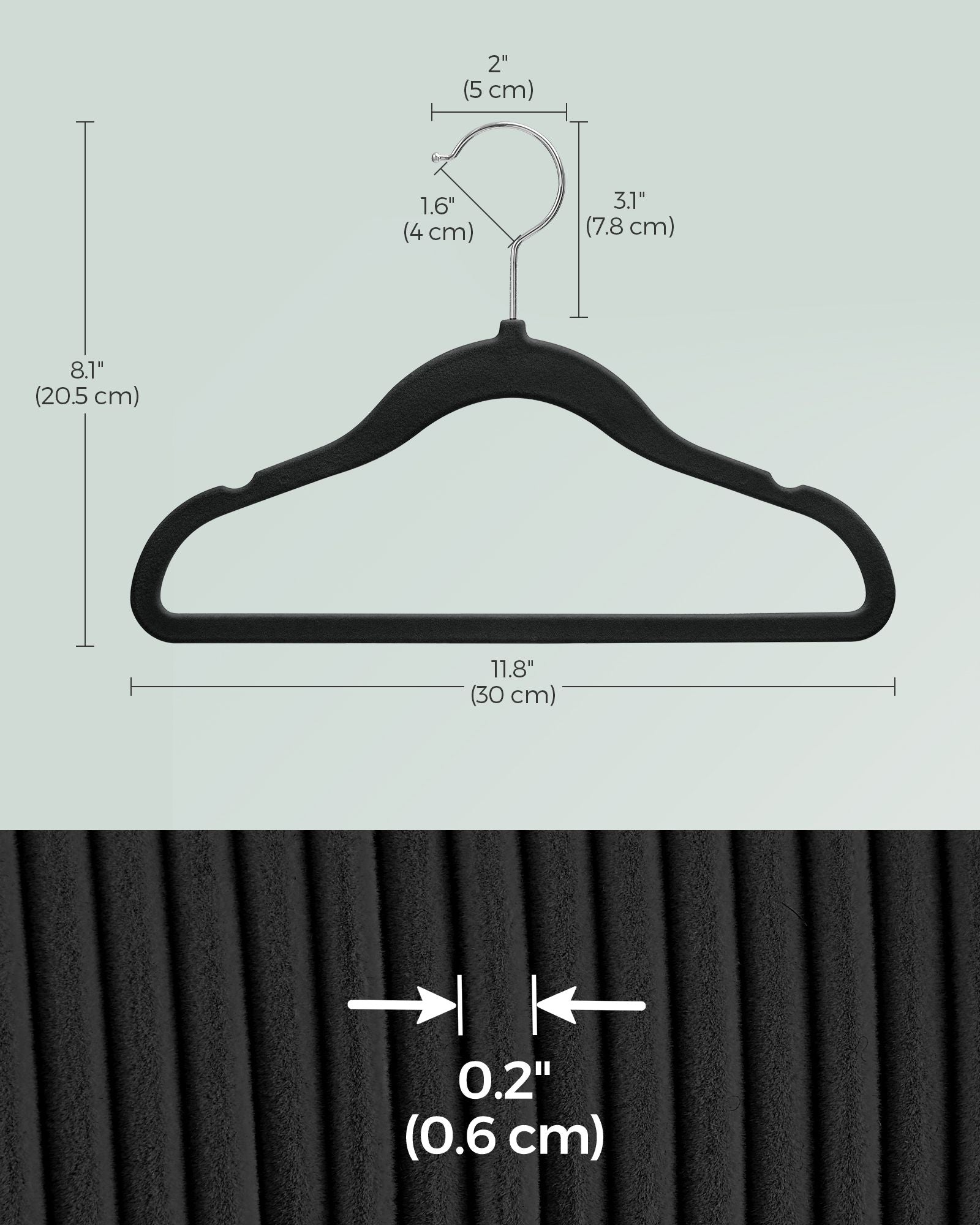 Pack of 50 Velvet Baby Hangers - Ink Black - Non-Slip Design with Silver Hooks
