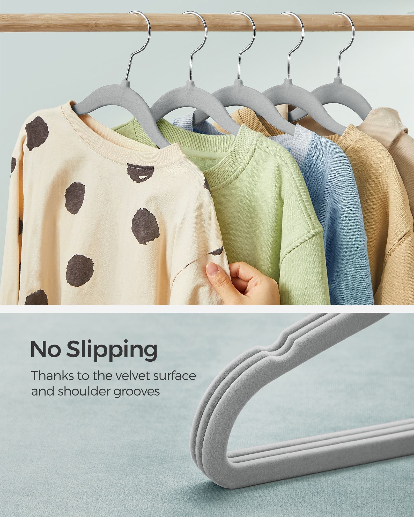 Pack of 30 Velvet Baby Hangers - Velvet - Dove Grey - Non-Slip Design
