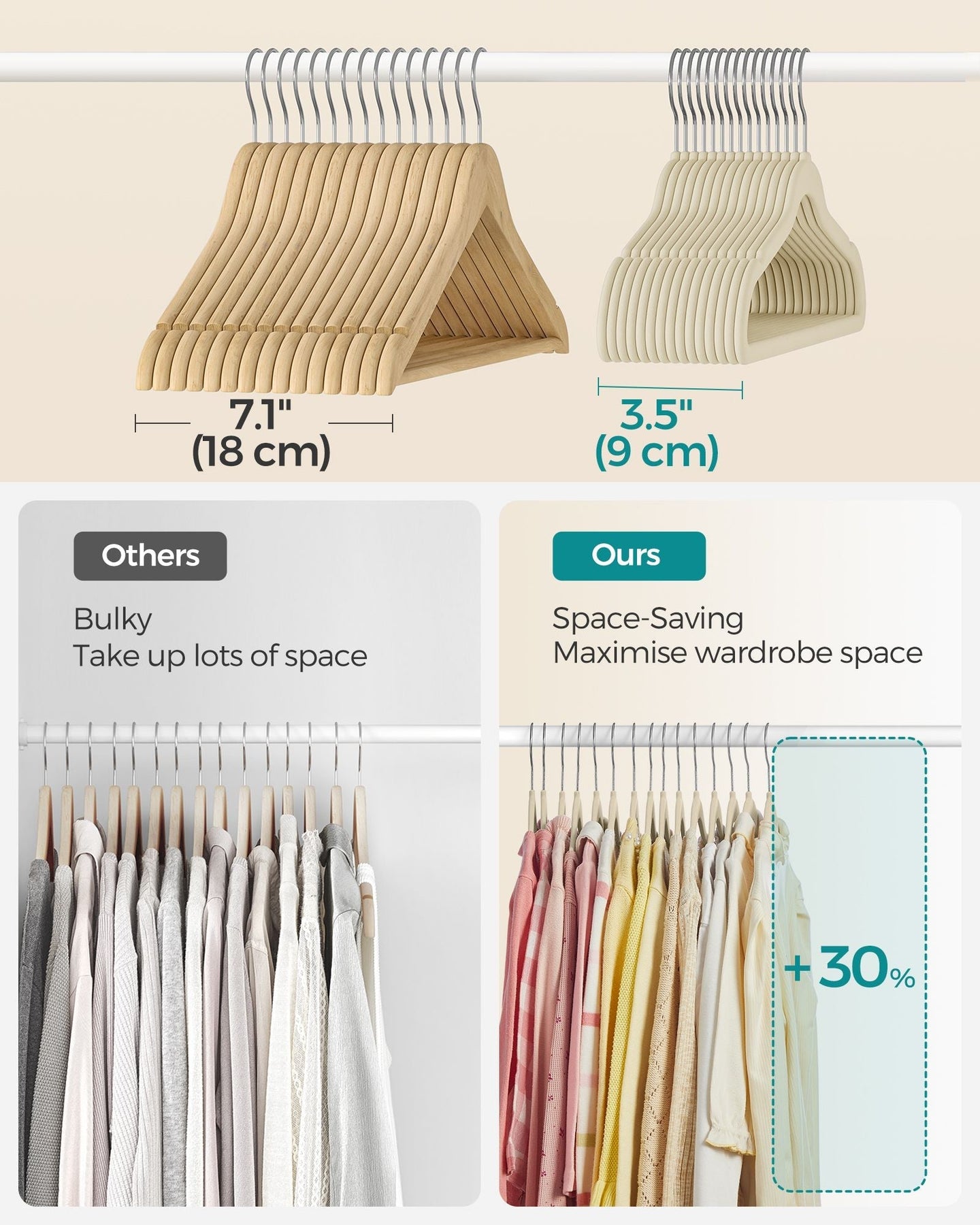 Velvet Baby Hangers - Pack of 50 - Sand Beige - Non-Slip Design