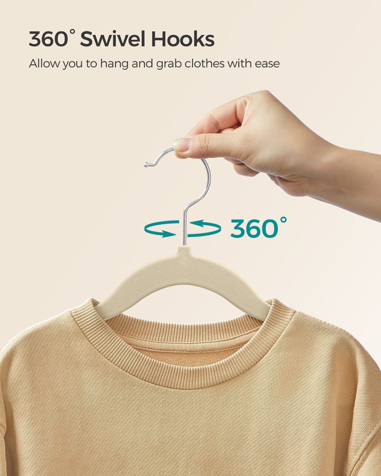 Velvet Baby Hangers - Pack of 50 - Sand Beige - Non-Slip Design