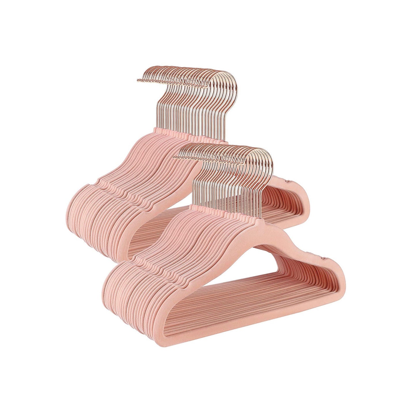 Baby Hangers - Velvet - Light Pink - Pack of 50 with Rose Gold Hooks