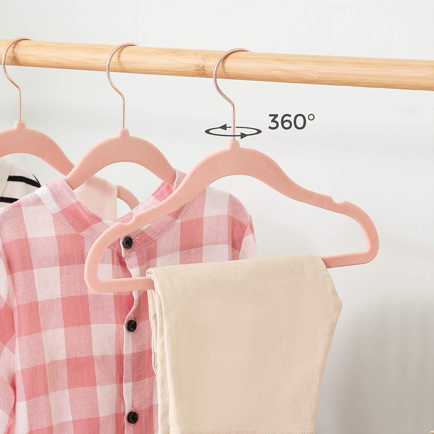 Baby Hangers - Velvet - Light Pink - Pack of 50 with Rose Gold Hooks