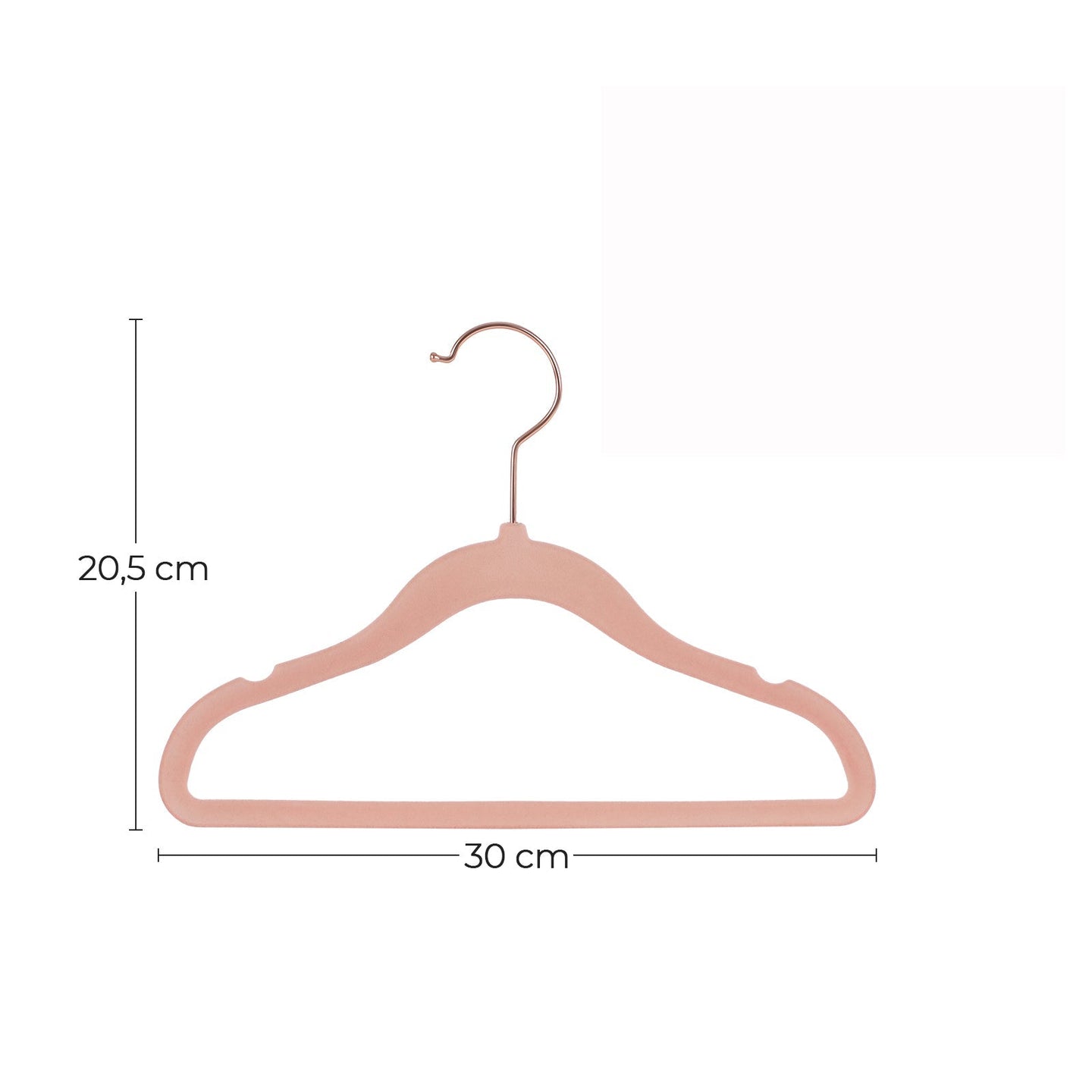 Baby Hangers - Velvet - Light Pink - Pack of 50 with Rose Gold Hooks
