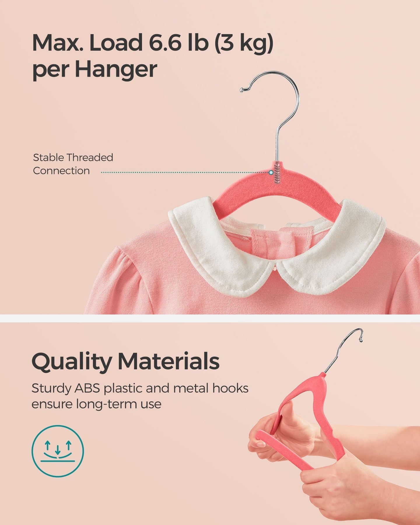 Pack of 50 Velvet Baby Hangers - Velvet - Strawberry Red - Non-Slip Design with Rose Gold Hooks