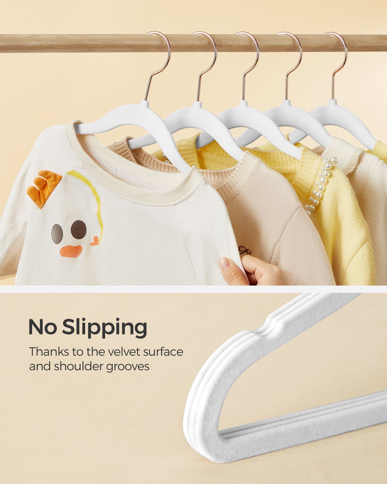 Pack of 30 Velvet Baby Hangers - Velvet - Cloud White - Non-Slip Design