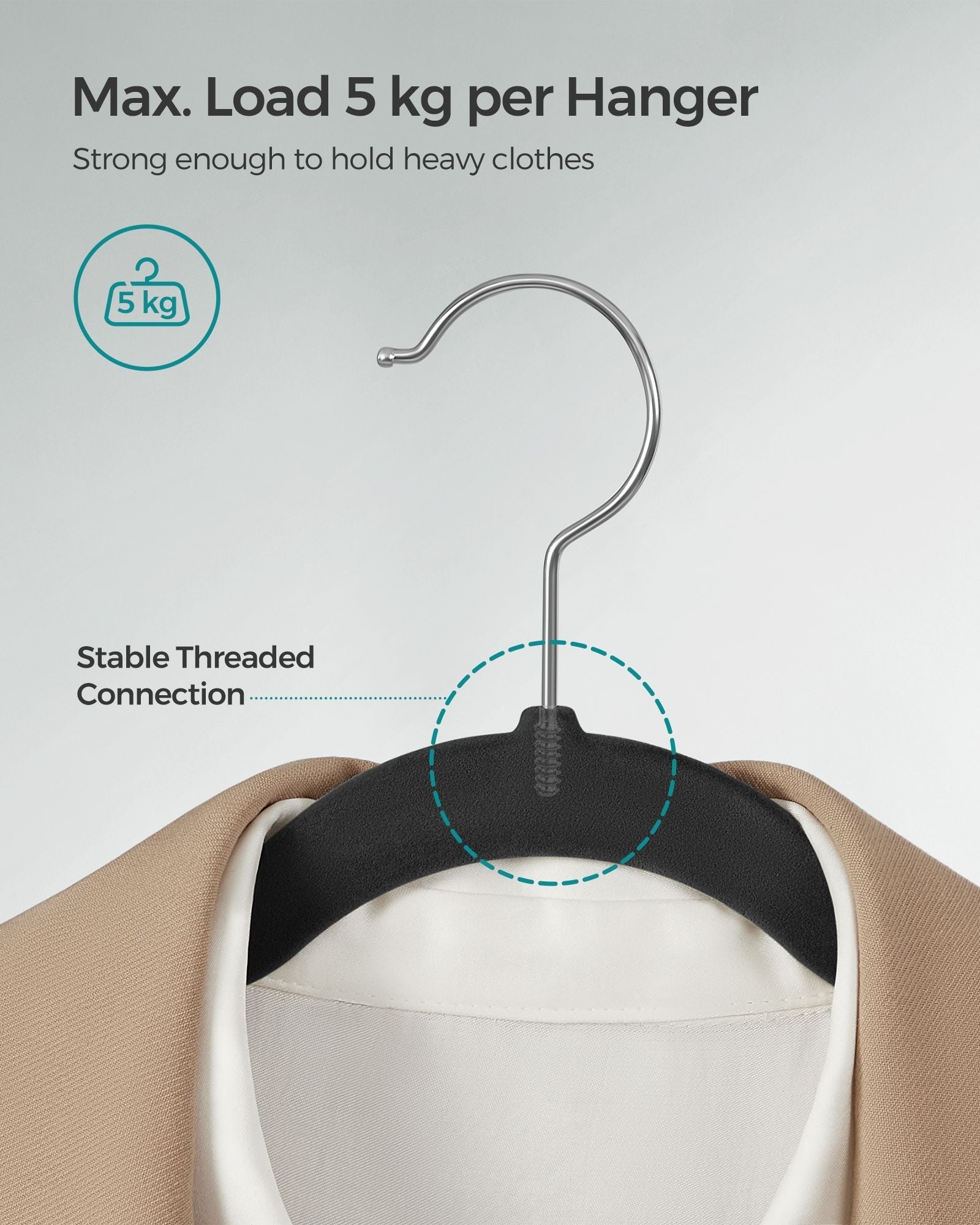 Velvet Hangers - Pack of 20 - Velvet - Ink Black - Non-Slip Design with Shoulder Notches and Trouser Bar