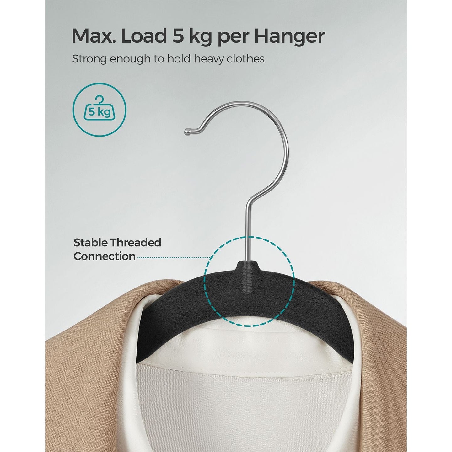 Velvet Hangers - 30-Pack - Black - Non-Slip Design with Shoulder Notches and Trouser Bar