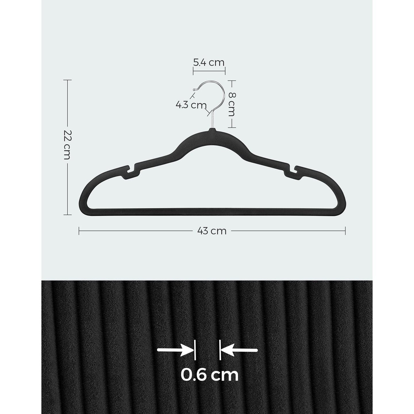 Velvet Hangers - 30-Pack - Black - Non-Slip Design with Shoulder Notches and Trouser Bar