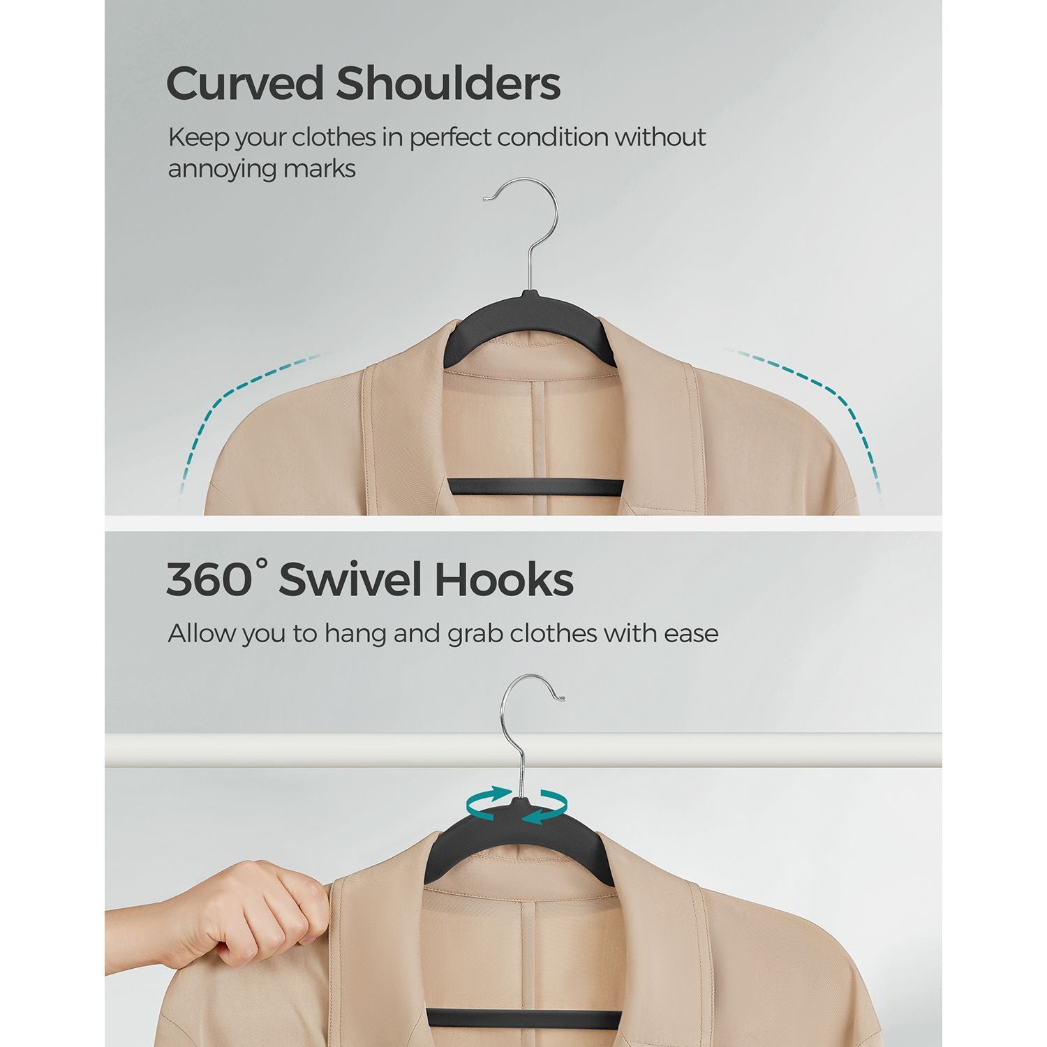 Velvet Hangers - 30-Pack - Black - Non-Slip Design with Shoulder Notches and Trouser Bar