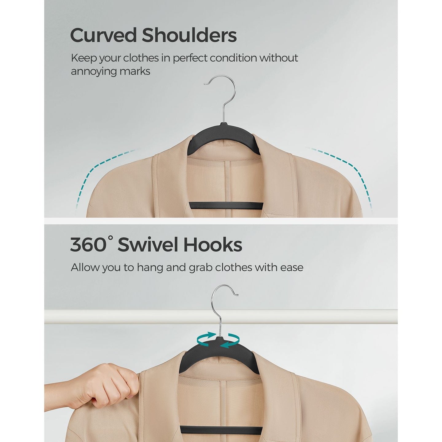 Velvet Hangers - 30-Pack - Black - Non-Slip Design with Shoulder Notches and Trouser Bar