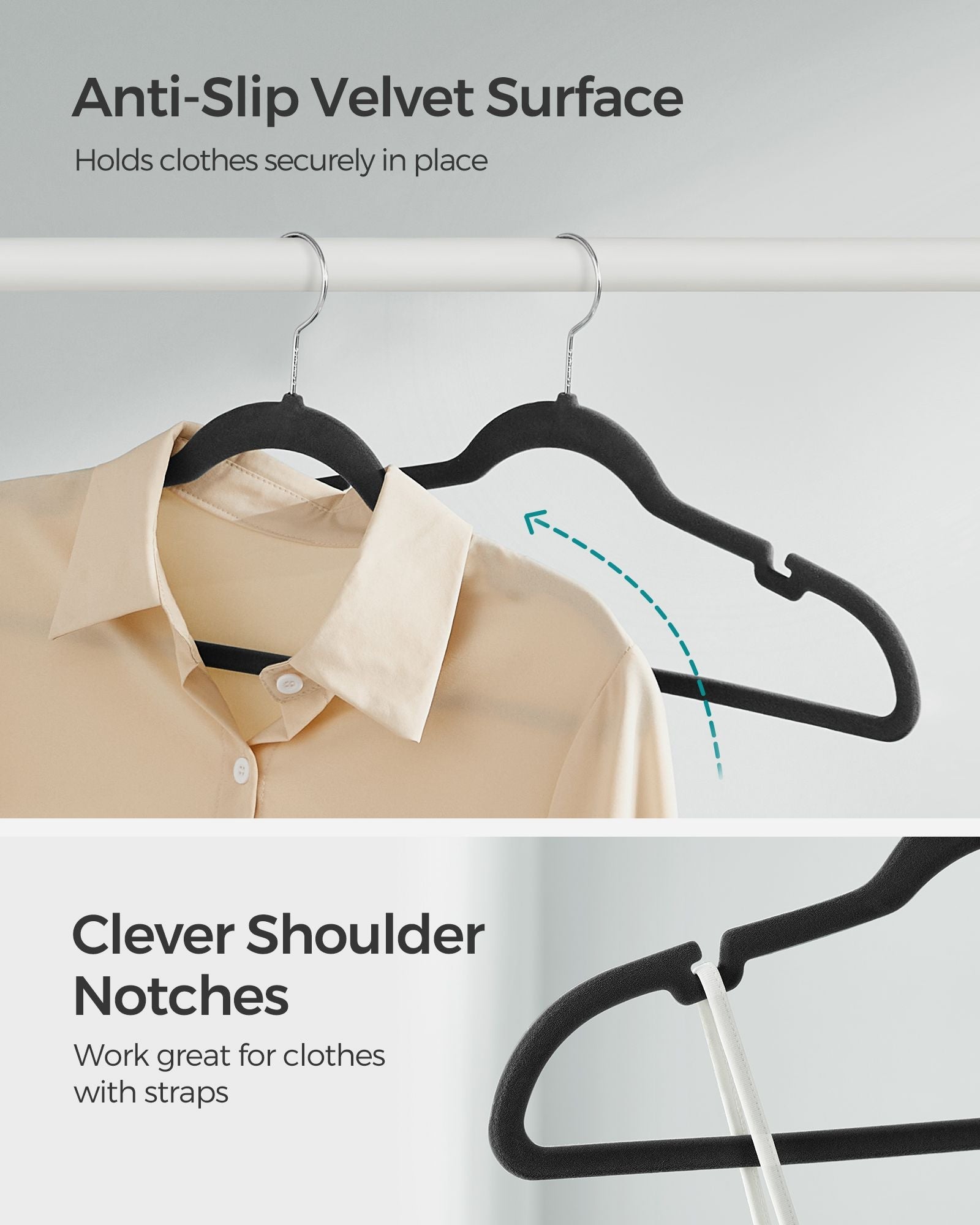 Velvet Hangers - Black - Non-Slip Design