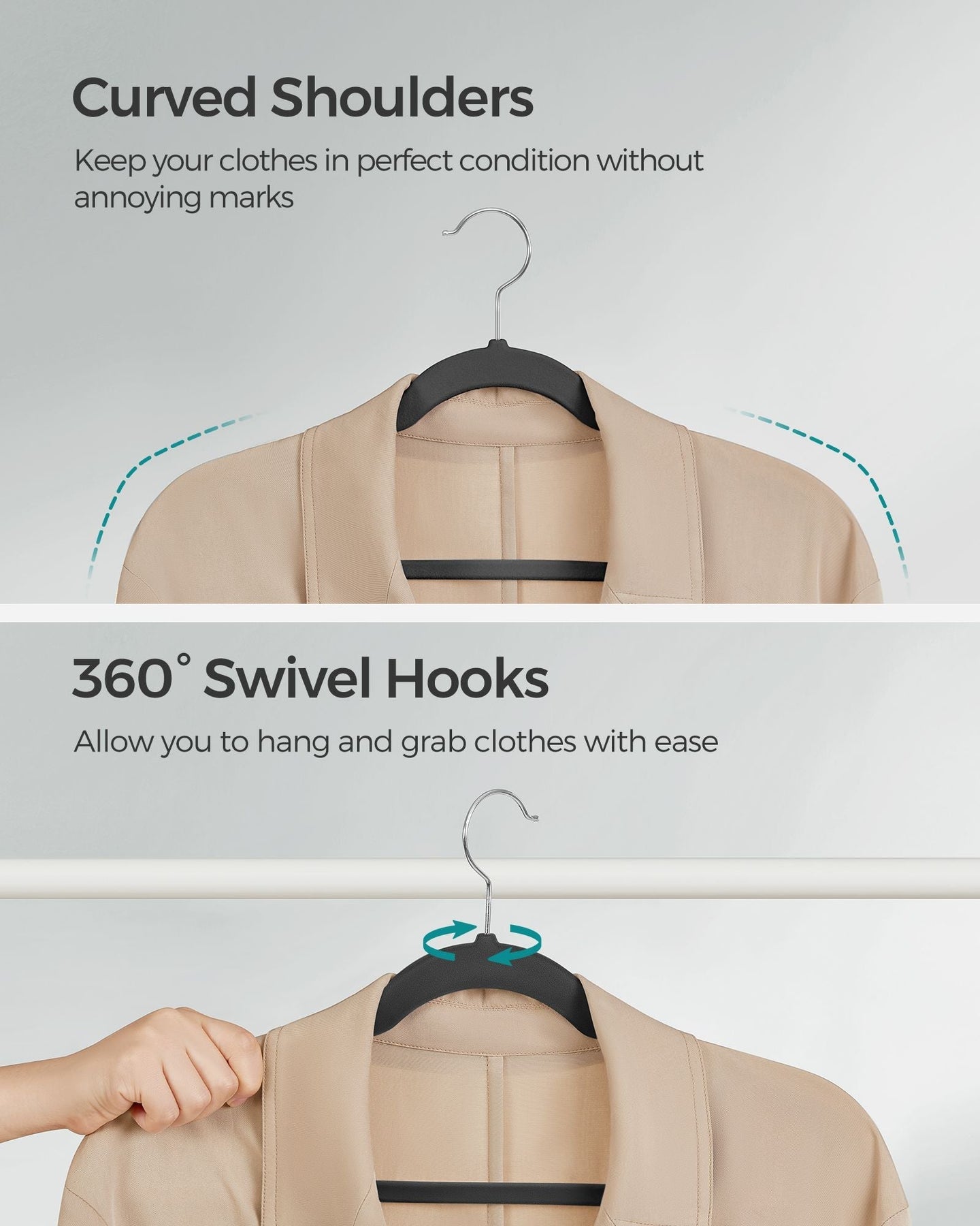Velvet Hangers - Black - Non-Slip Design