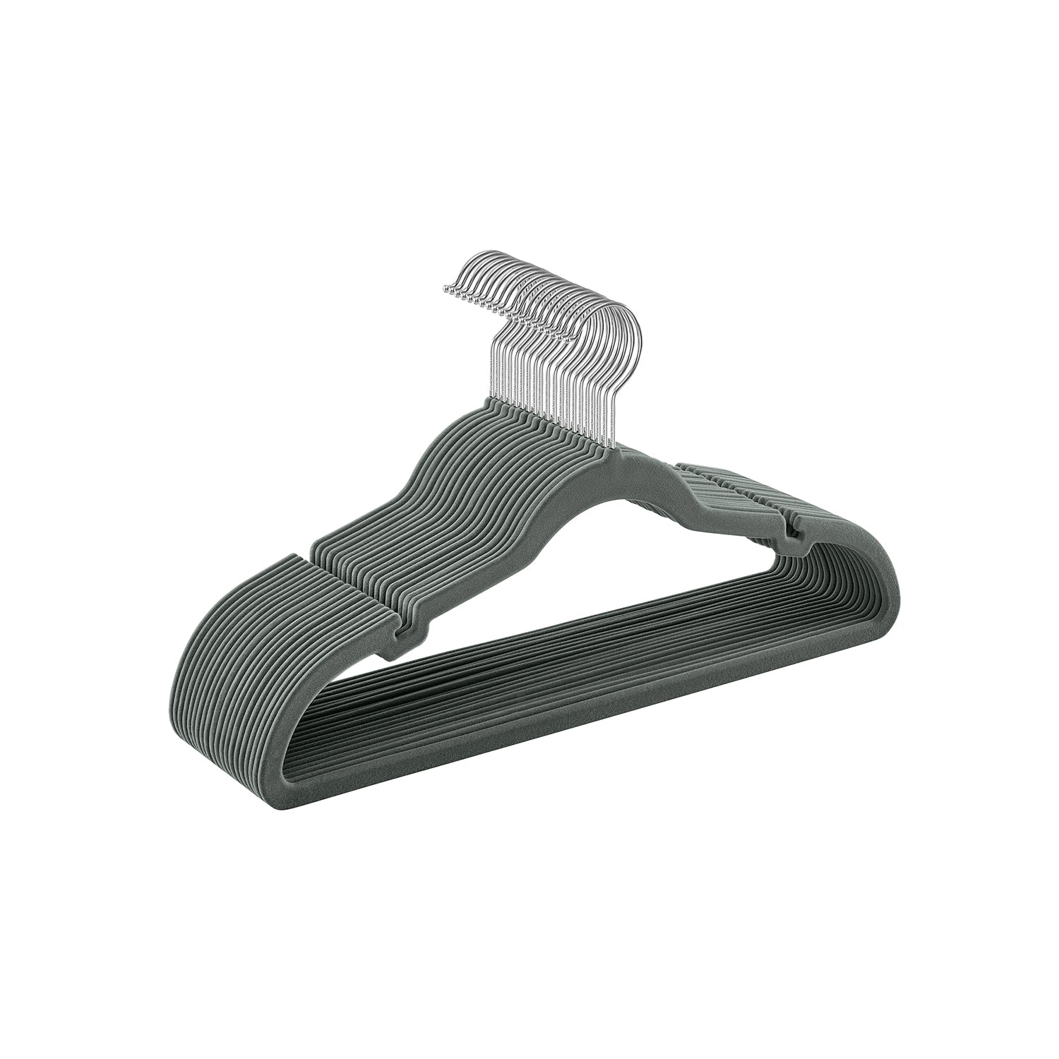 Velvet Coat Hangers - Velvet - Dove Gray - Non-Slip with Shoulder Notches and Trouser Bar