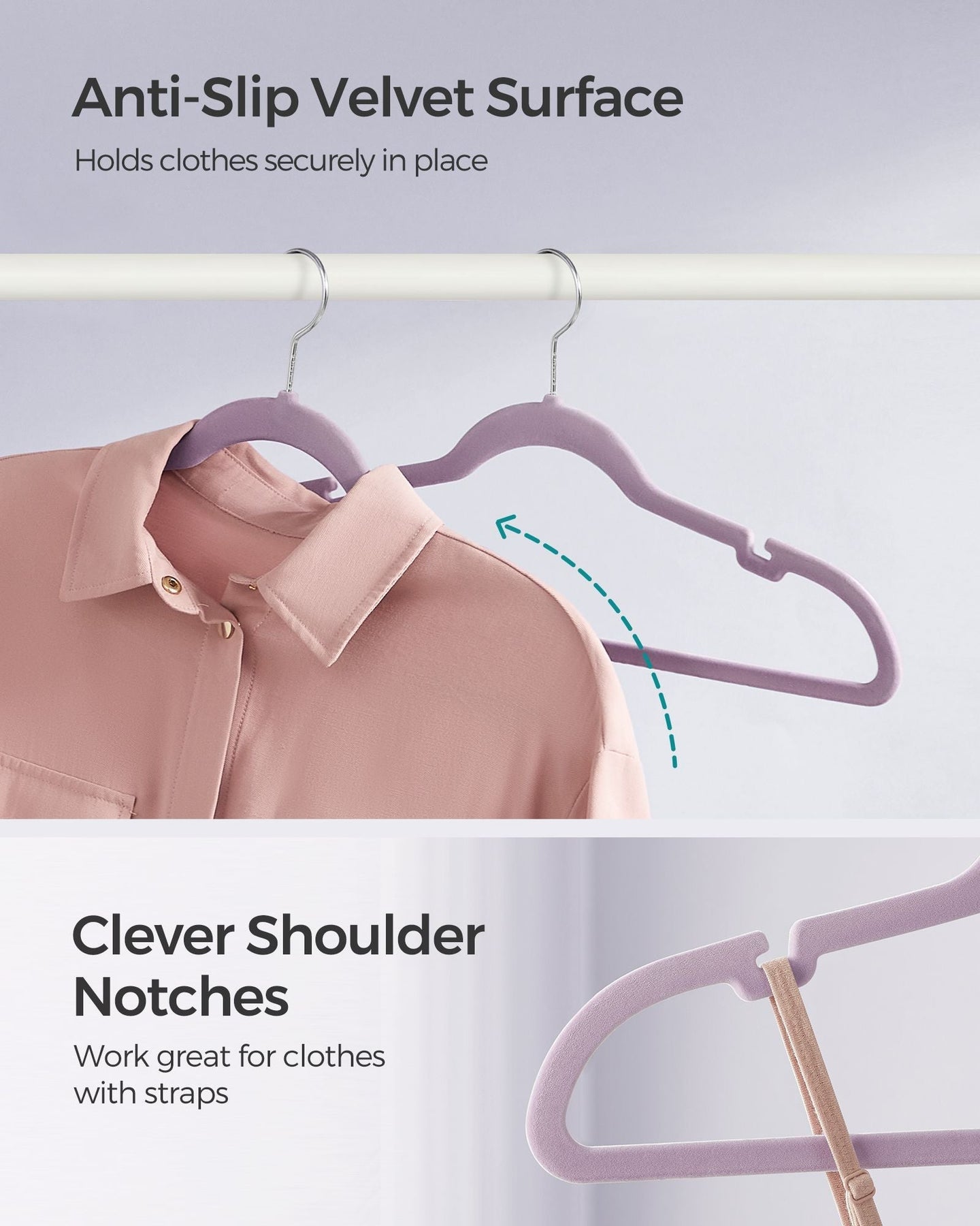 50-Pack Velvet Hangers - Velvet - Black - Non-Slip with Shoulder Notches and Trouser Bar