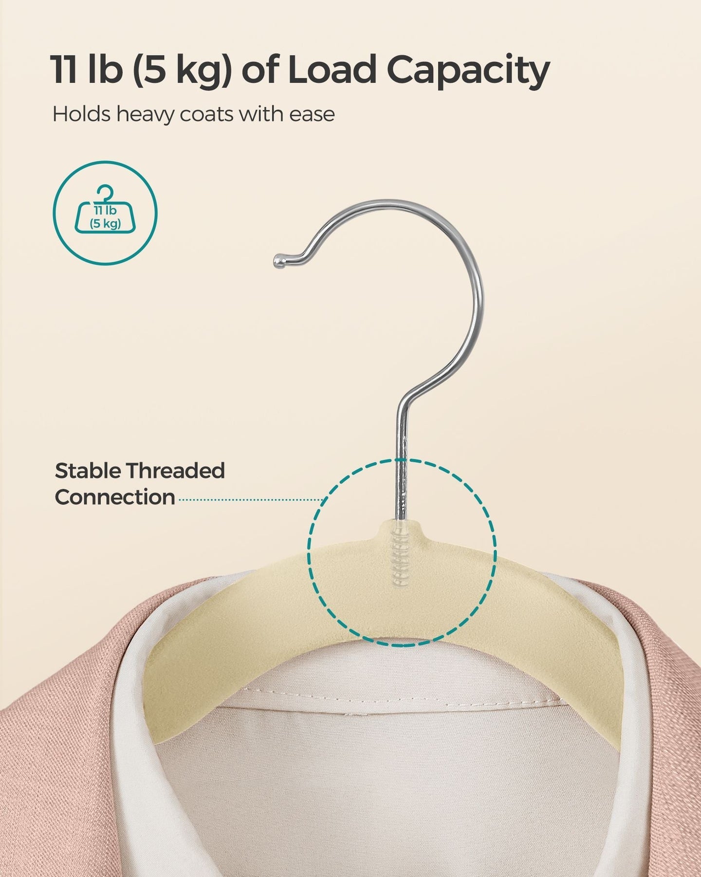 30-Pack Velvet Hangers - Sand Beige - Non-Slip Design with Shoulder Notches and Trouser Bar
