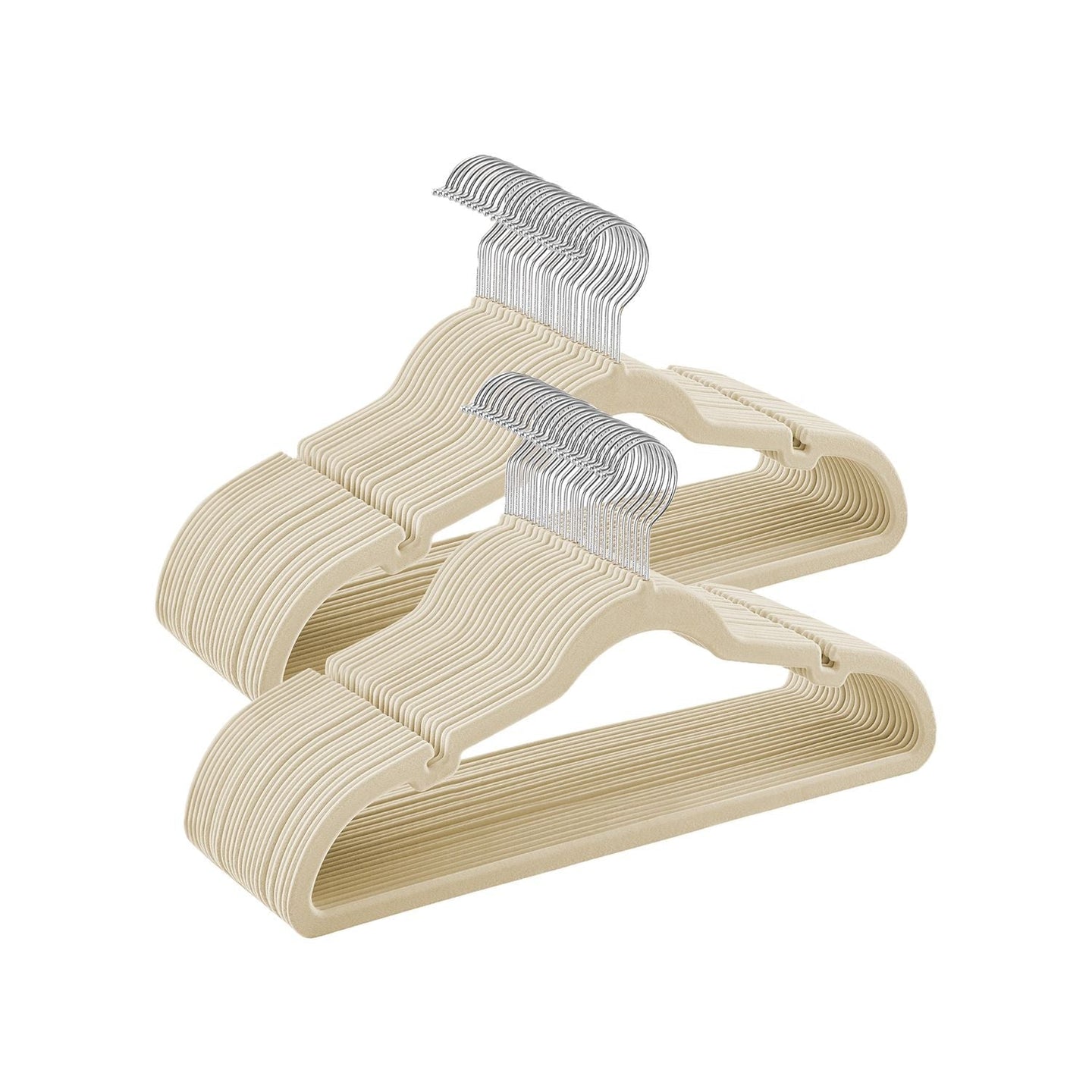 Velvet Hangers - 50-Pack - Sand Beige - Non-Slip Design with 360° Swivel Hook