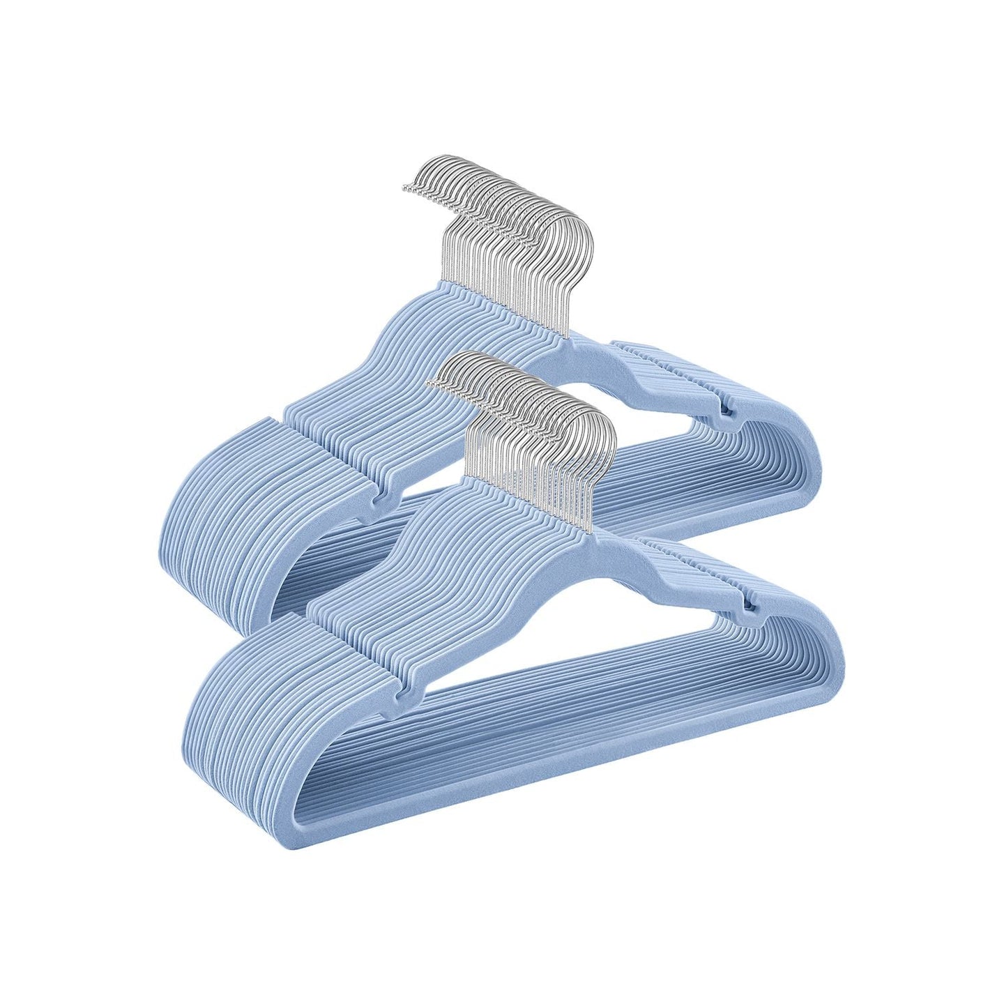Velvet Hangers - 50-Pack - Pale Blue - Non-Slip Design with Shoulder Notches and Trouser Bar