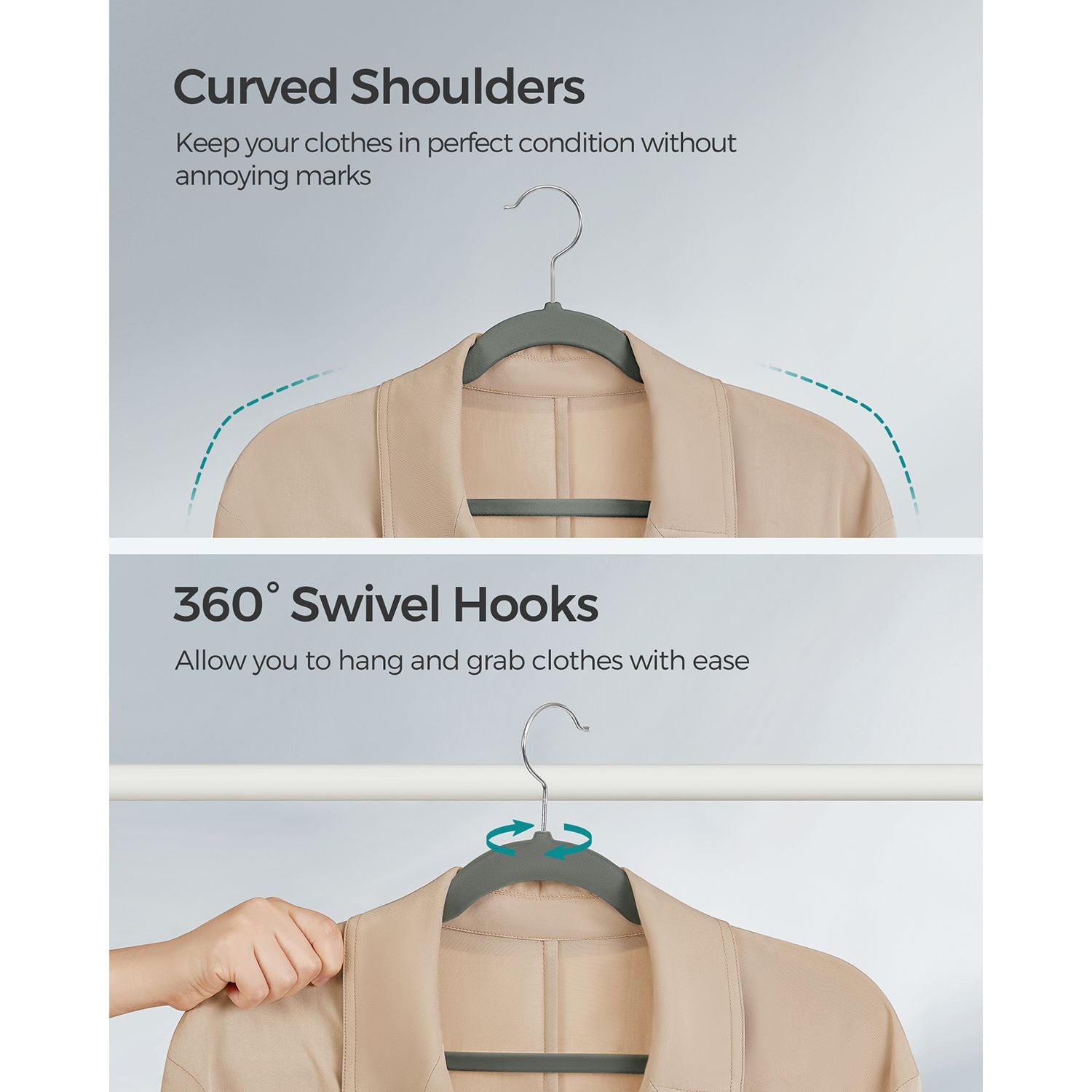 30-Pack Velvet Hangers - Velvet - Grey - Non-Slip with Shoulder Notches and Trouser Bar