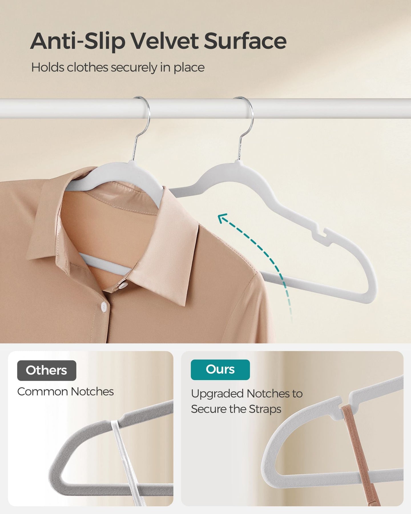 Velvet Hangars - Velvet - Cloud White - Non-Slip