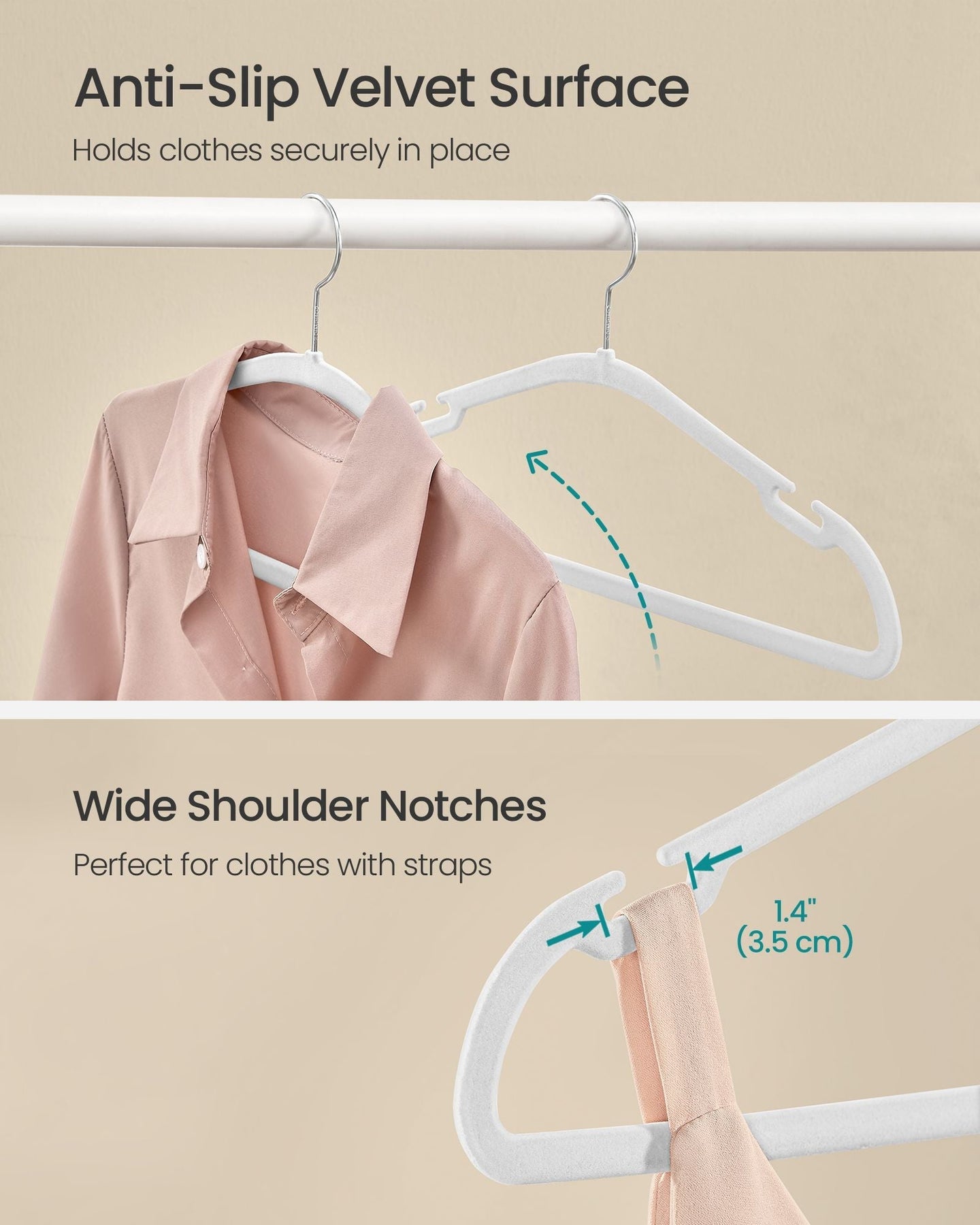 Velvet Hangers - Space Saving 50 Pack - Rose Gold - Non-Slip