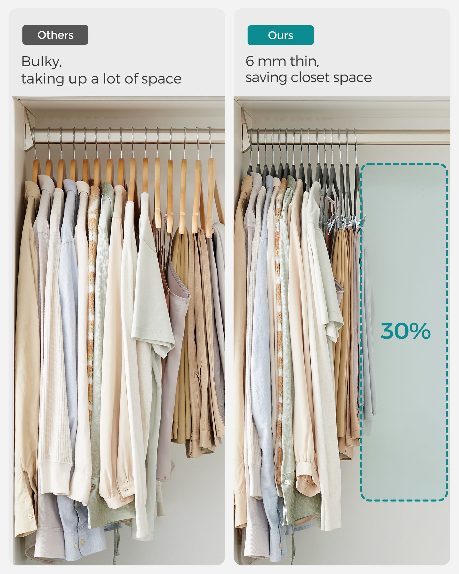 Trouser Hangers - ABS Plastic and Nylon Velvet - Grey
