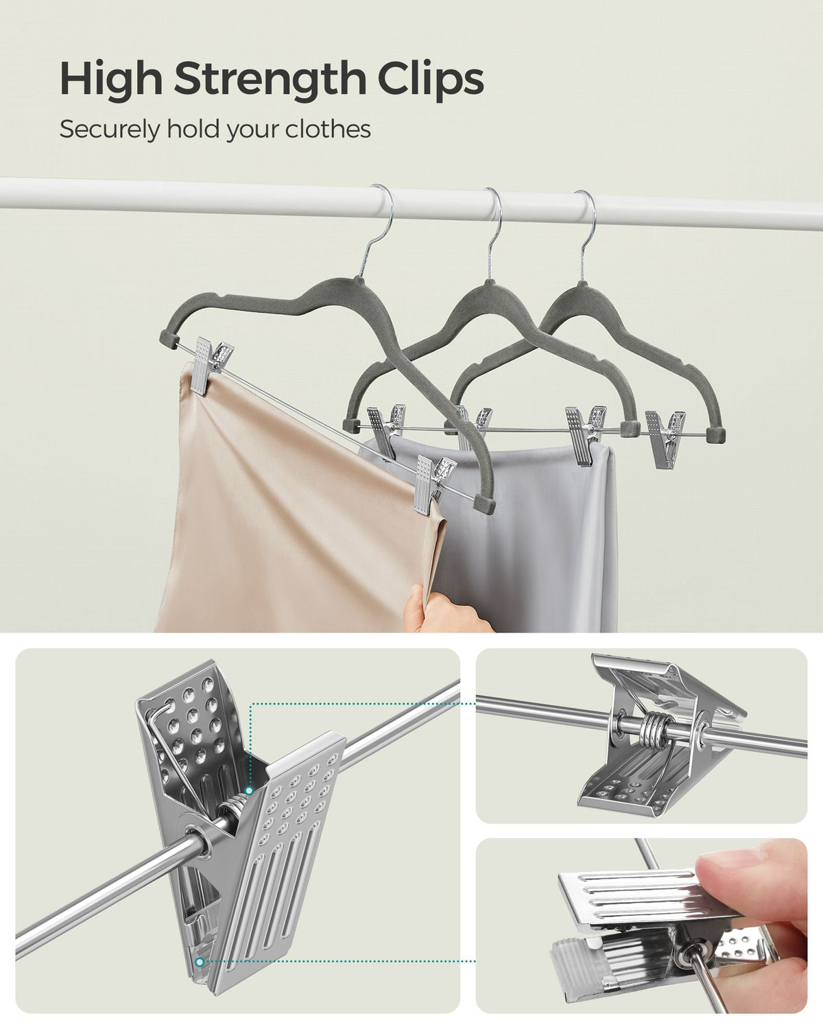 Trouser Hangers - ABS Plastic and Nylon Velvet - Grey