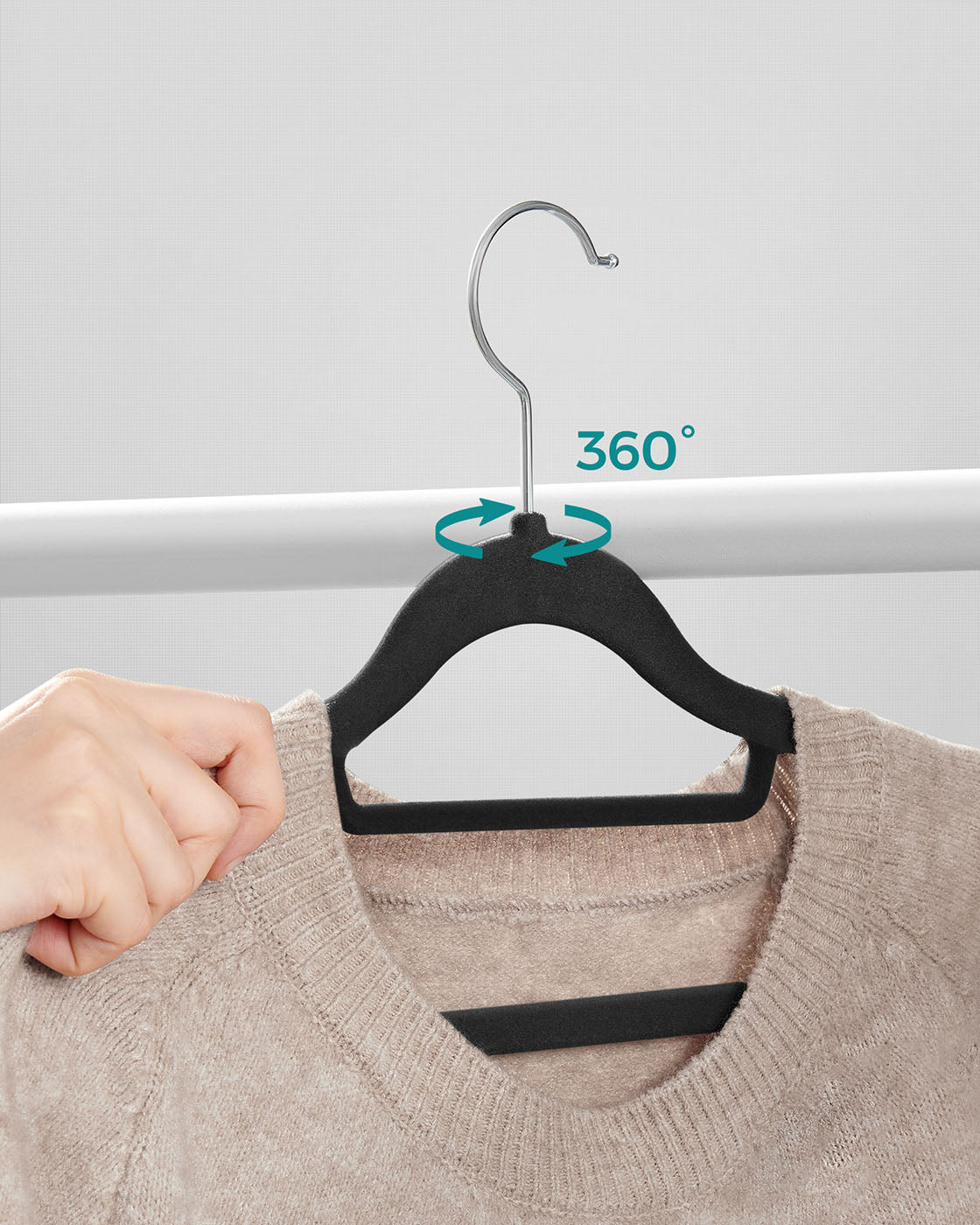 Velvet Hangers - Velvet - Black - Ultra Thin Non-Slip Design with 360 Degree Swivel Hook