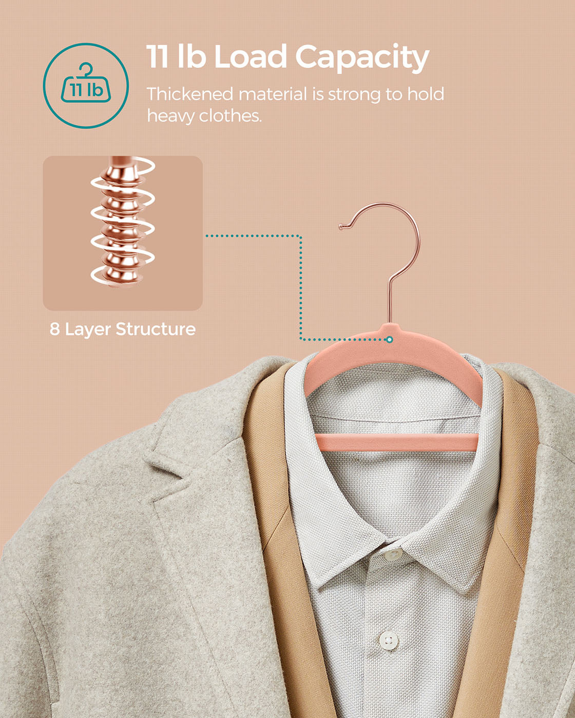 Clothes Hangers - Velvet - Black - Non-Slip Design with Rose Gold Swivel Hook