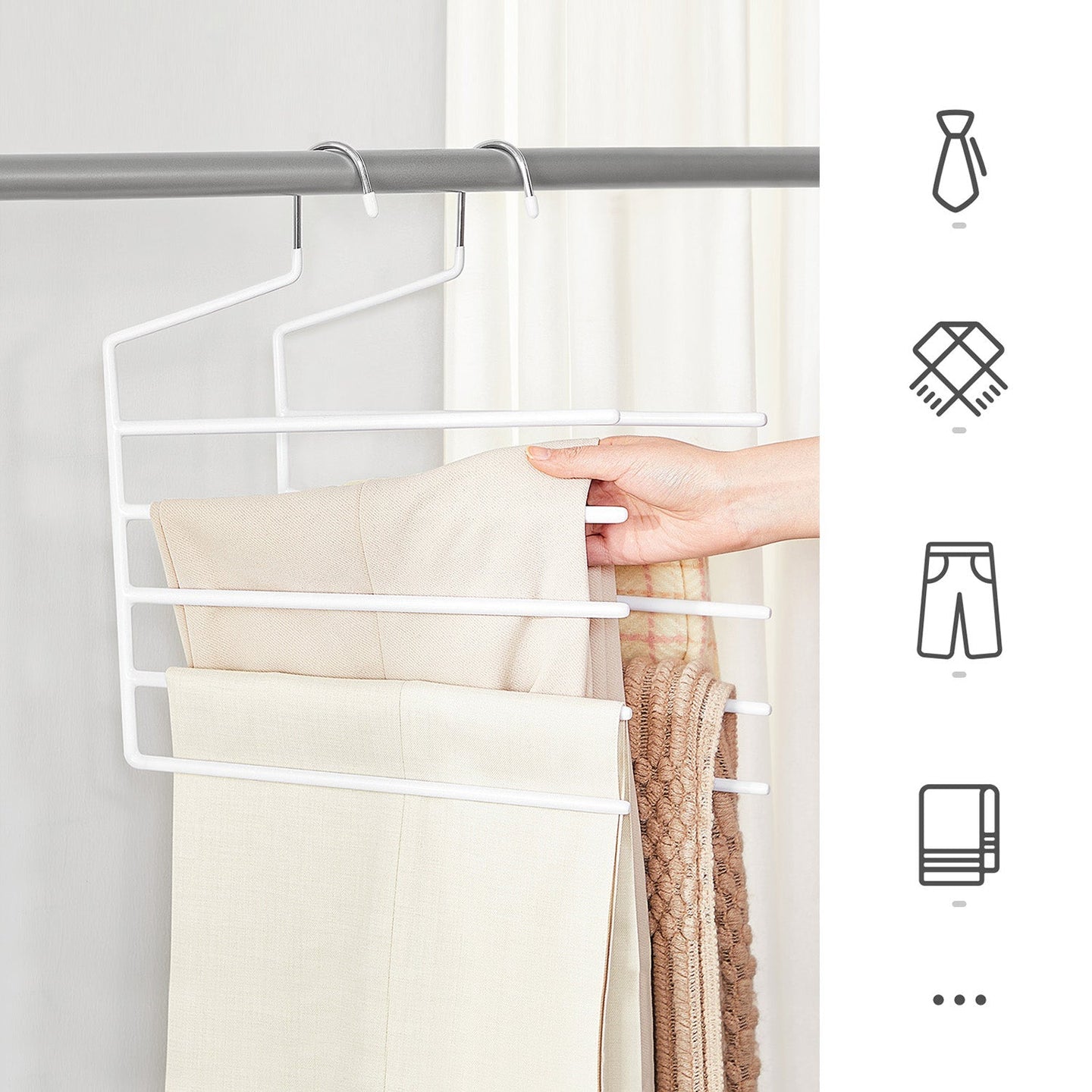 Set of 4 Non-Slip Trousers Hangers - Metal - Black