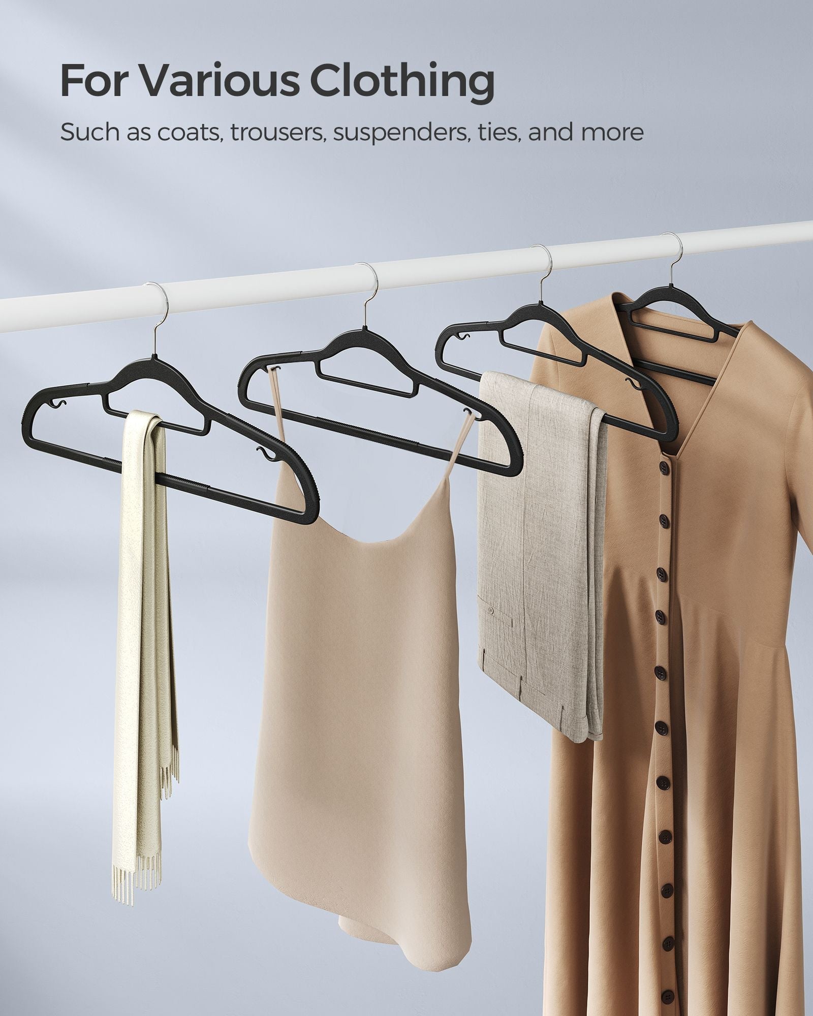 Pack of 30 Heavy Duty Plastic Hangers - Black - Non-Slip Design