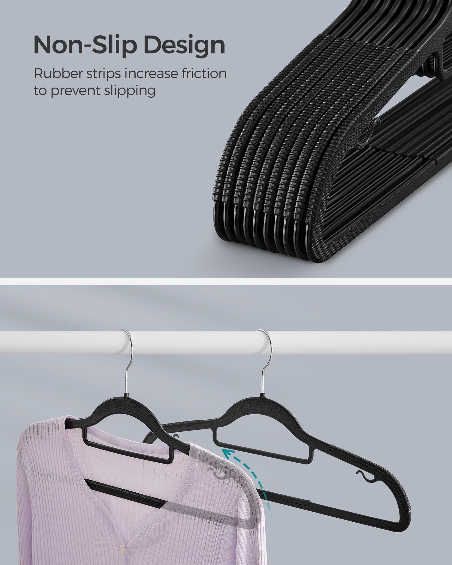 Plastic Hangers - Black - Non-Slip Design