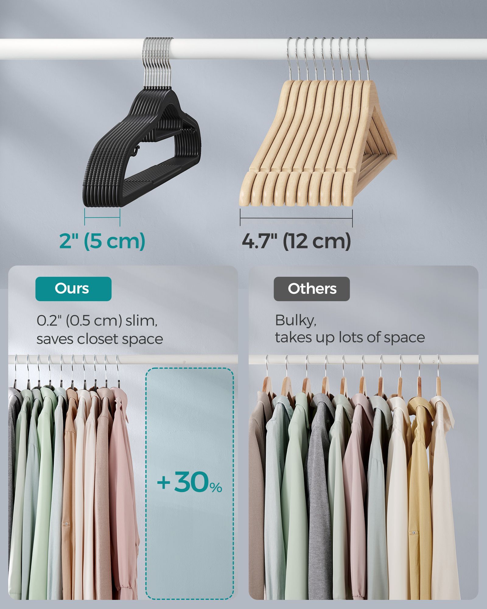 Plastic Hangers - Black - Non-Slip Design