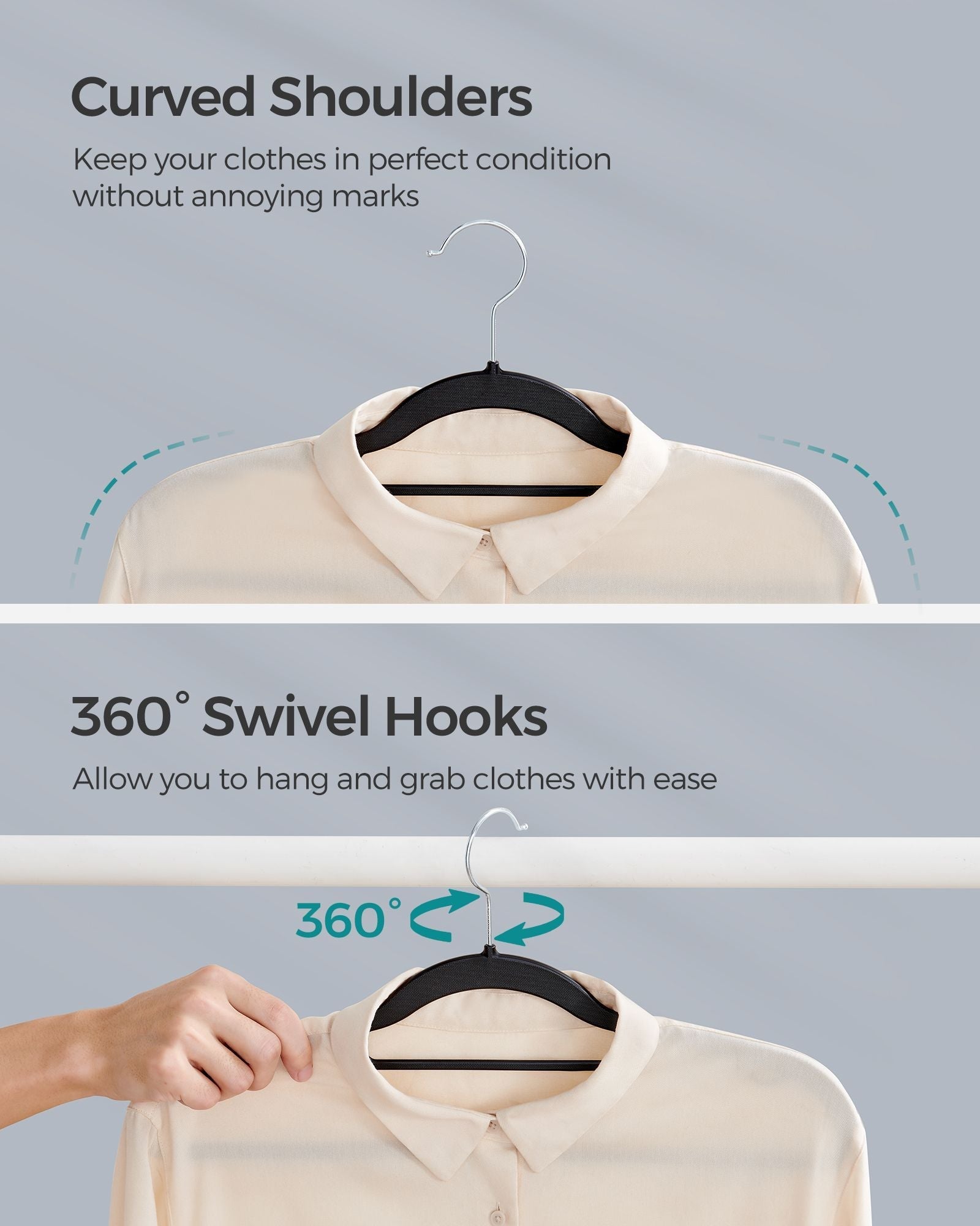 Plastic Hangers - Black - Non-Slip Design