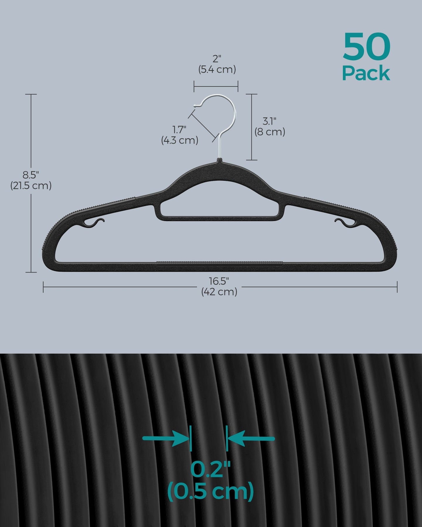 Plastic Hangers - Black - Non-Slip Design