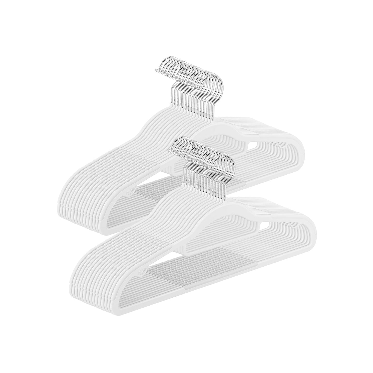 Pack of 50 Heavy Duty Plastic Hangers - White - Non-Slip Design