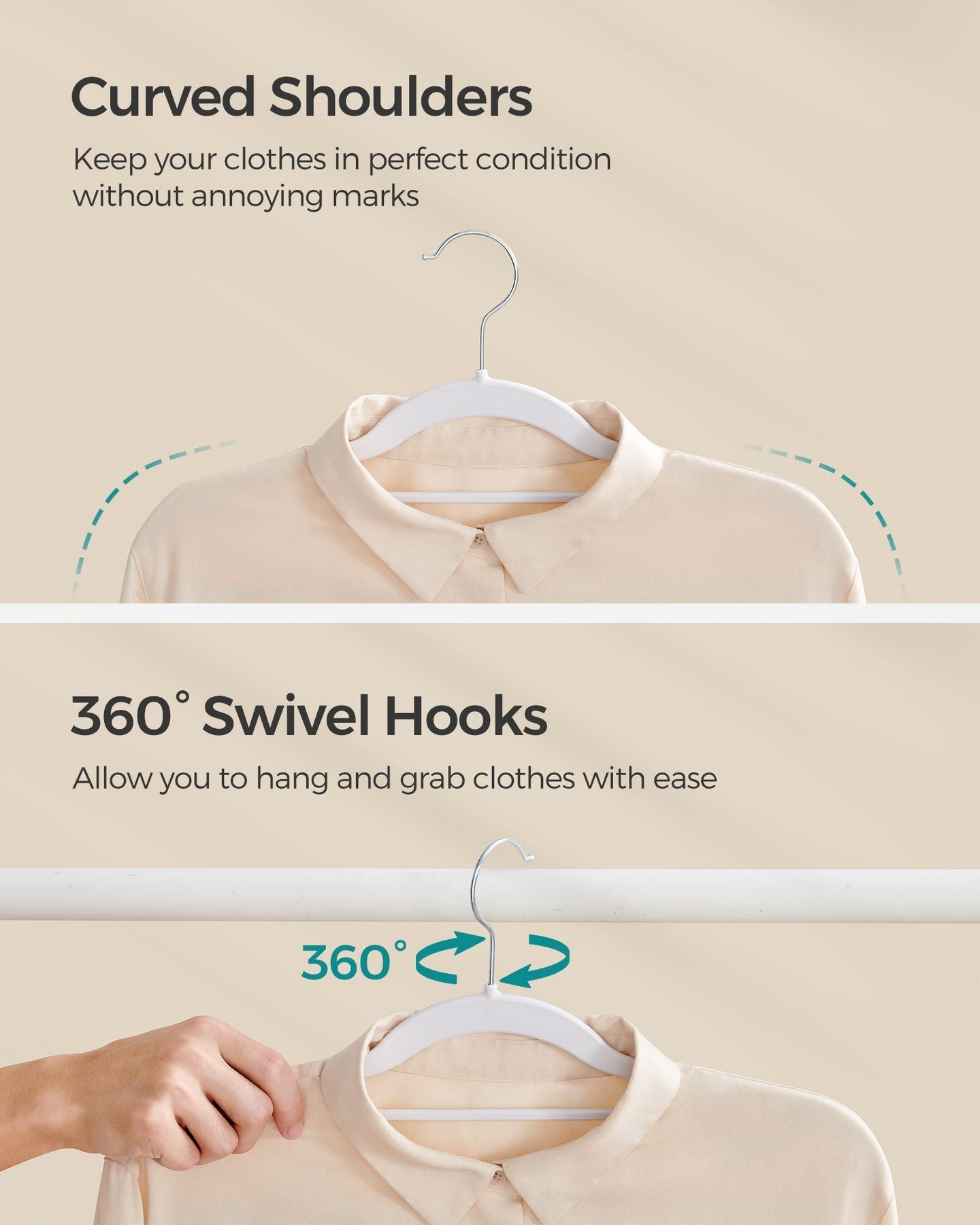 Pack of 50 Heavy Duty Plastic Hangers - White - Non-Slip Design