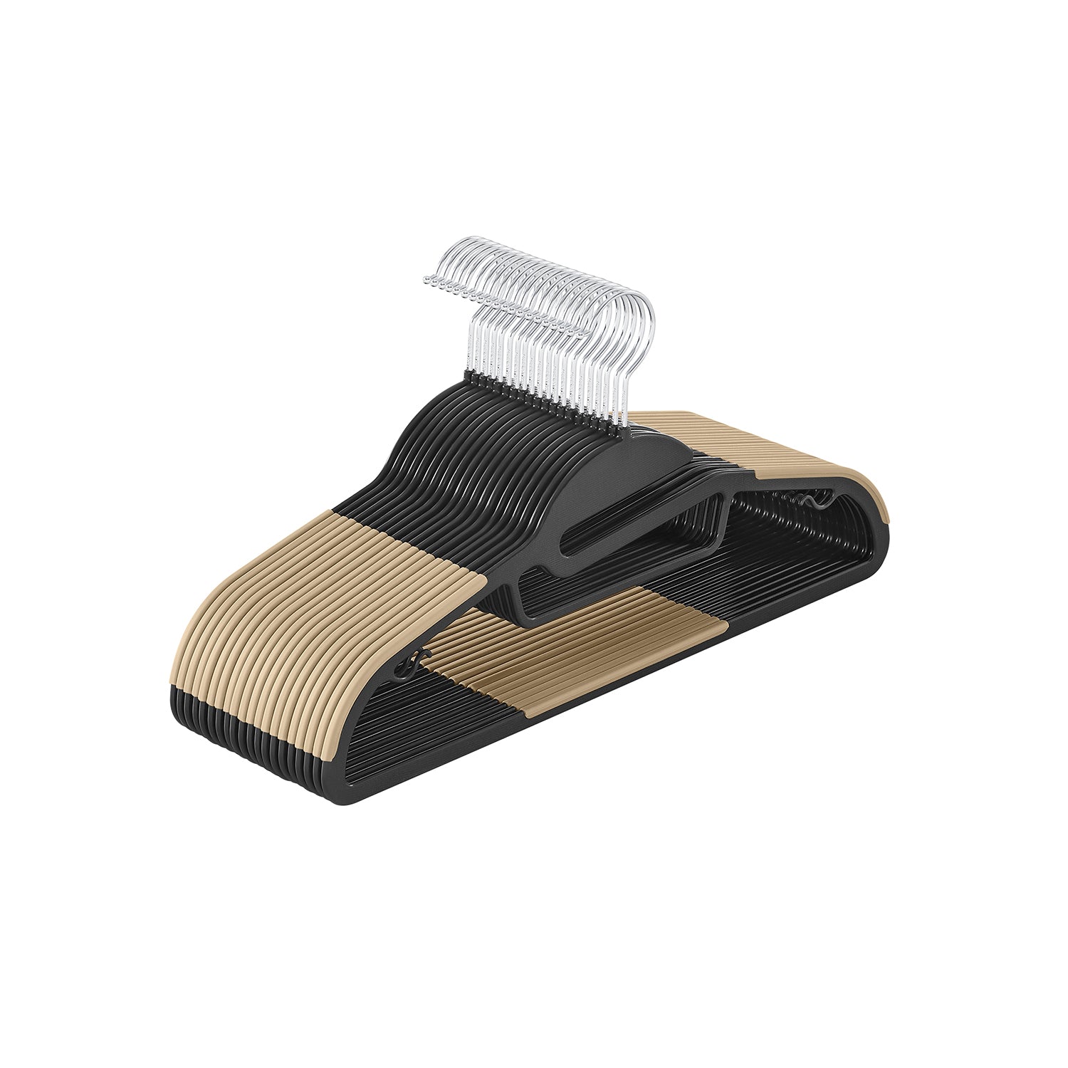 Set of 20 Plastic Hangers - Plastic - Black and Brown - Thin Space Saving with 360° Rotating Hook