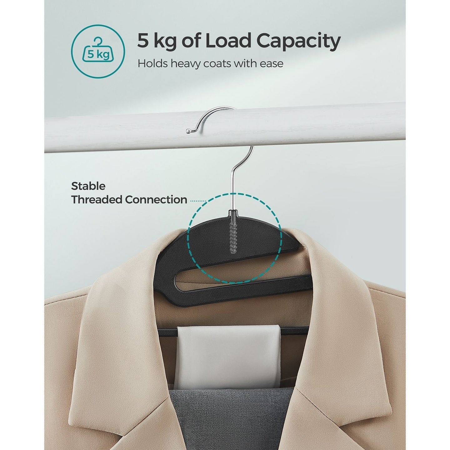 Set of 20 Plastic Hangers - Plastic - Black and Brown - Thin Space Saving with 360° Rotating Hook