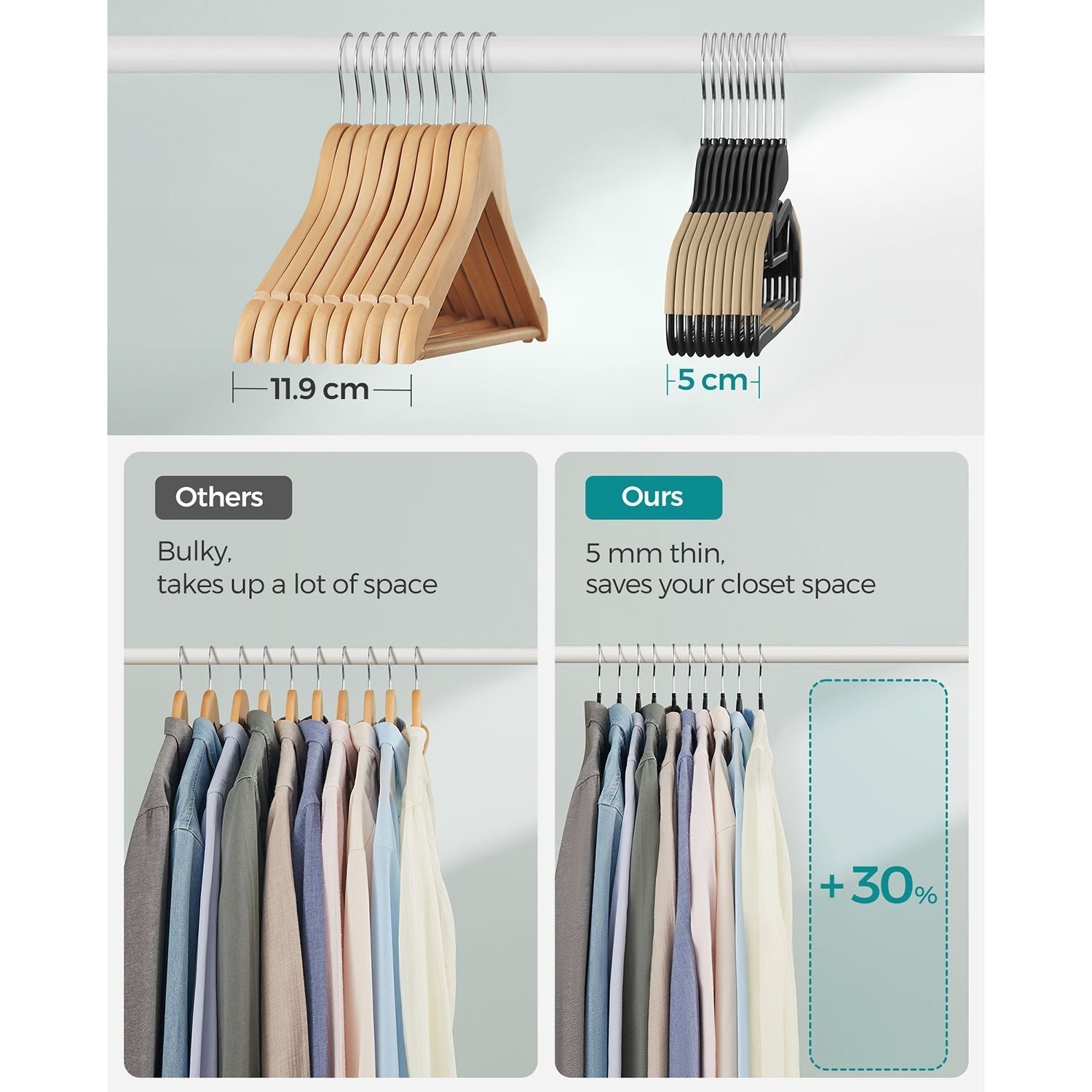 Set of 20 Plastic Hangers - Plastic - Black and Brown - Thin Space Saving with 360° Rotating Hook