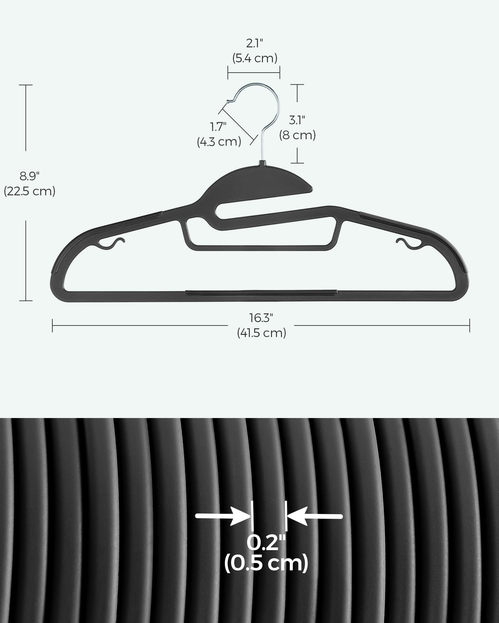 Plastic Hangers - 50-Pack - Plastic - Black - Space-Saving Non-Slip Design