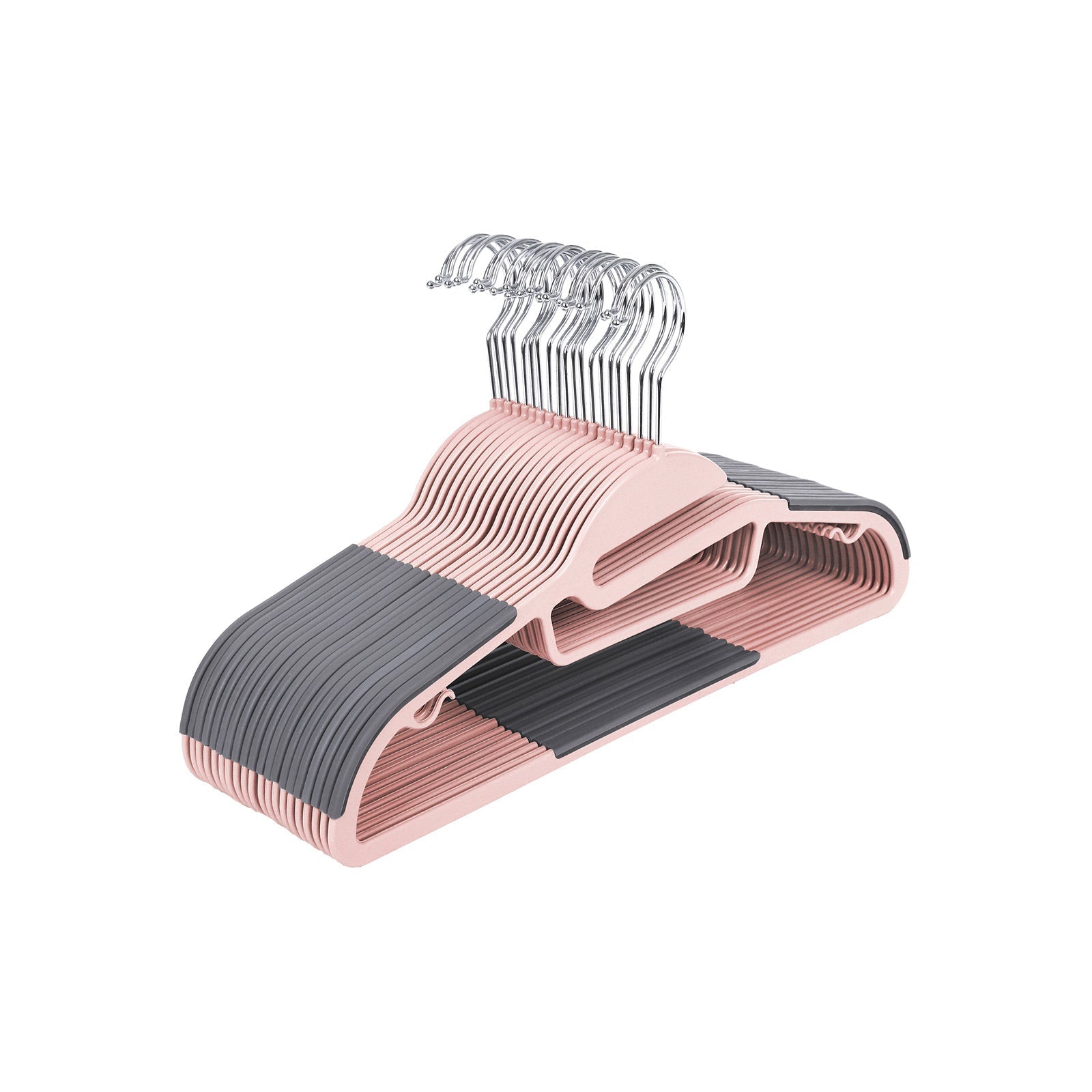Pack of 20 Plastic Coat Hangers - Grey and Pink - Non-Slip