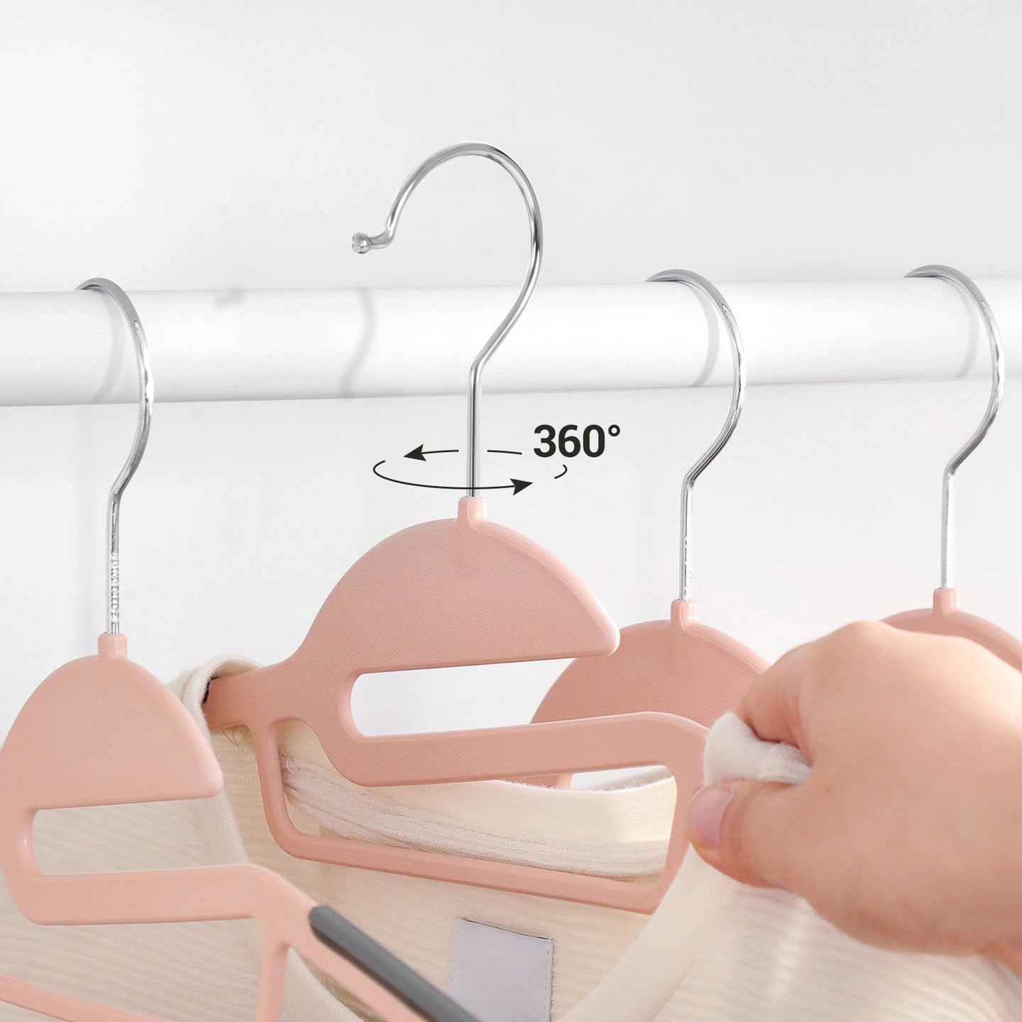 Pack of 20 Plastic Coat Hangers - Grey and Pink - Non-Slip