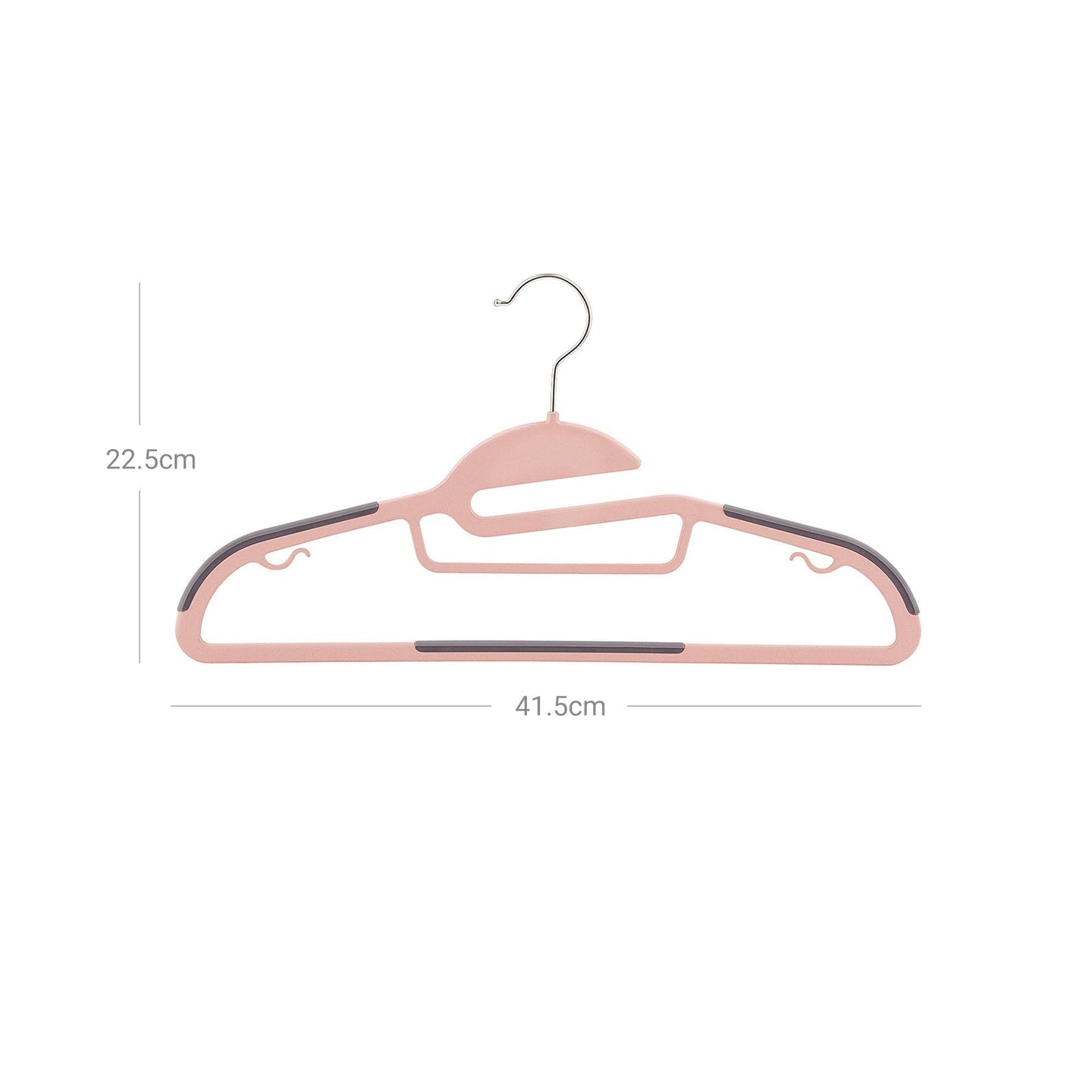 Pack of 20 Plastic Coat Hangers - Grey and Pink - Non-Slip