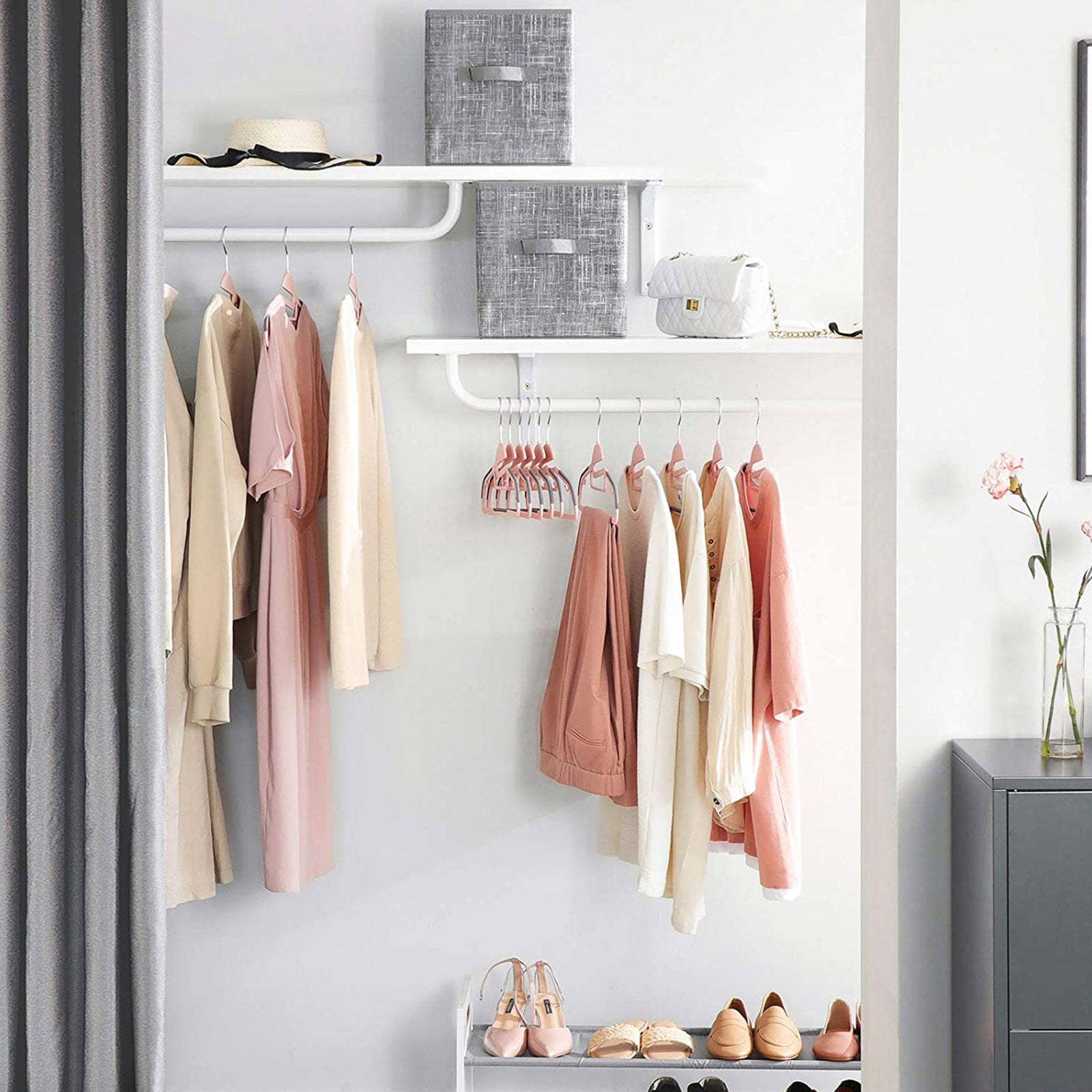 50-Pack Plastic Clothes Hangers - Grey - Thin Space Saving Design with Swivel Hook
