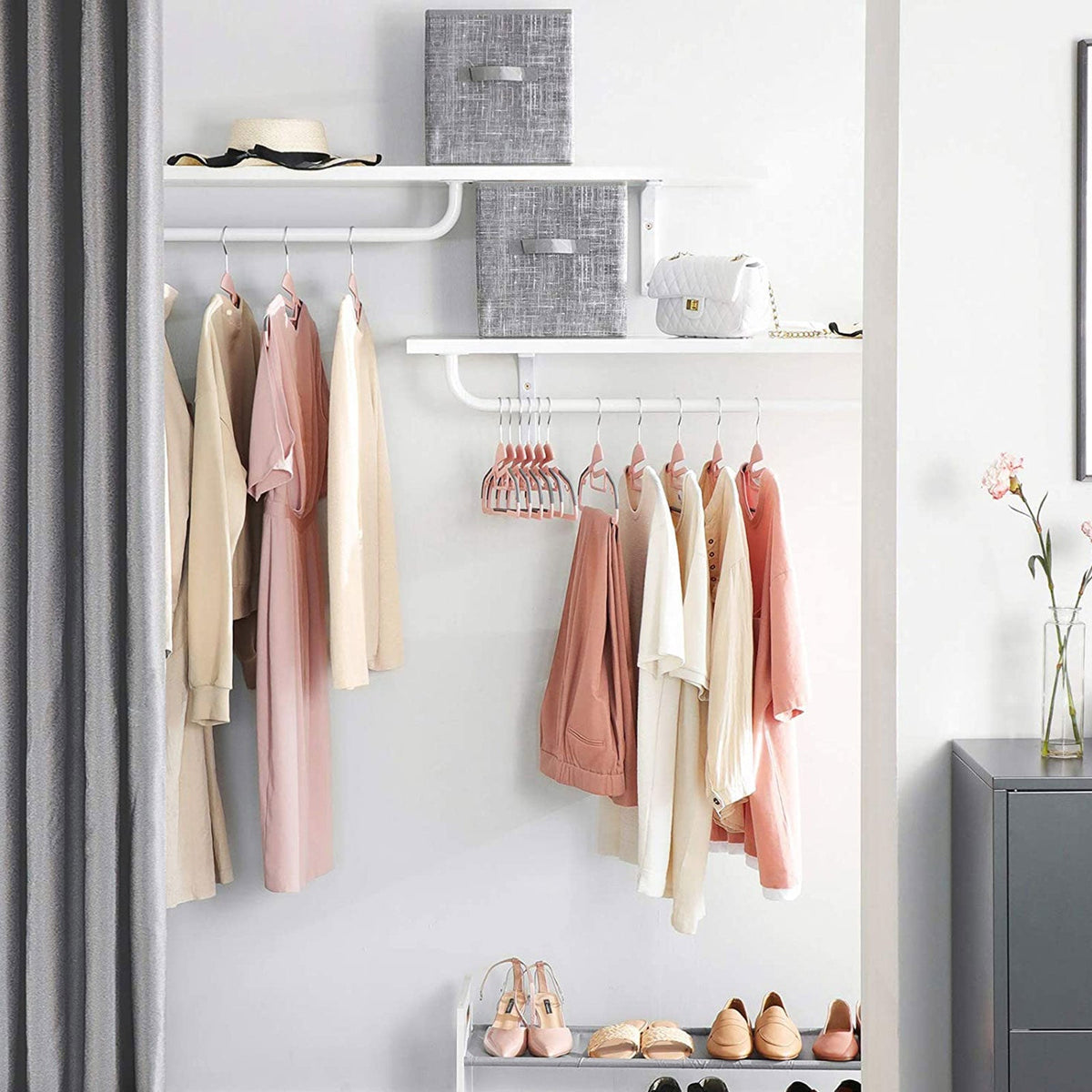 50-Pack Plastic Clothes Hangers - Grey - Thin Space Saving Design with Swivel Hook