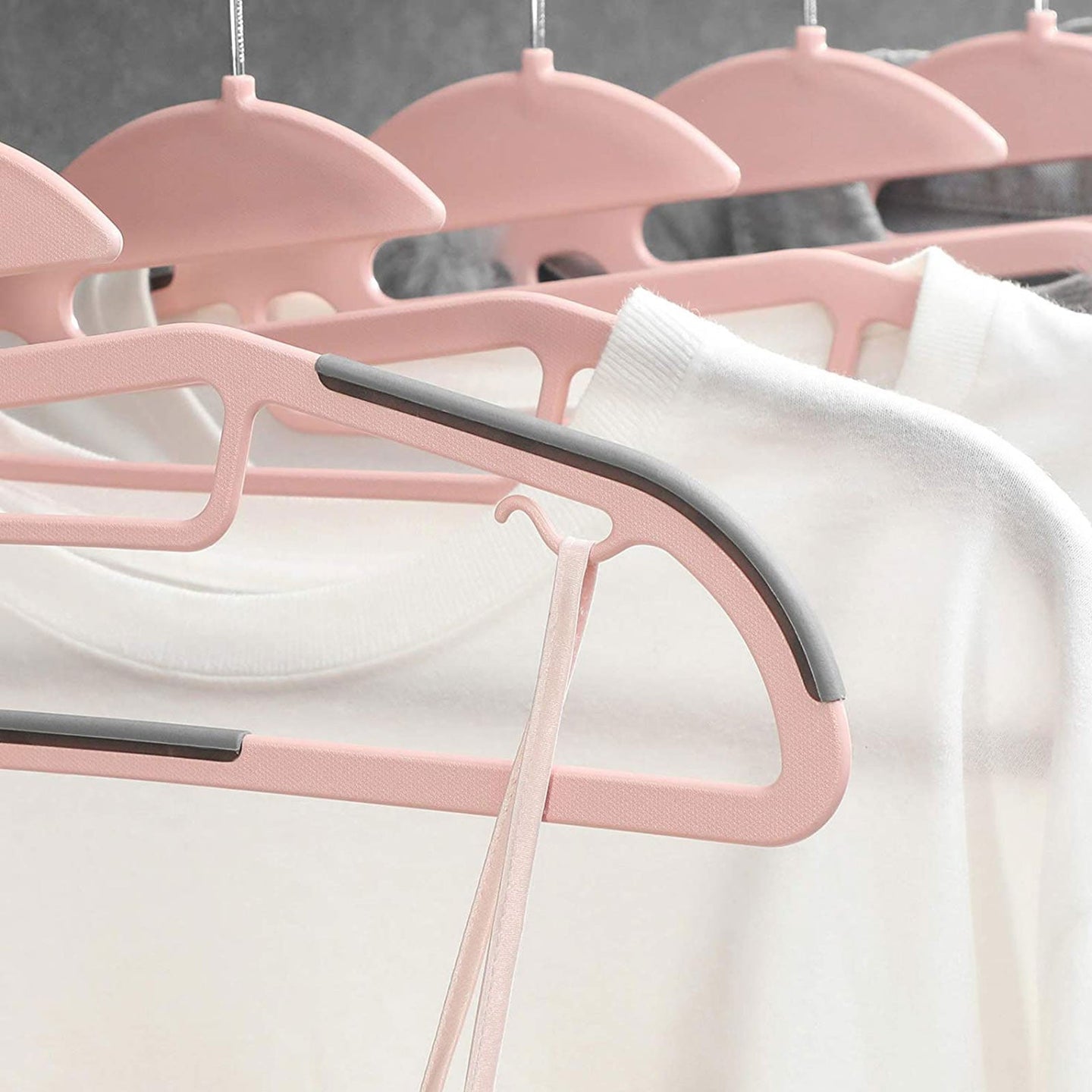 50-Pack Plastic Clothes Hangers - Grey - Thin Space Saving Design with Swivel Hook